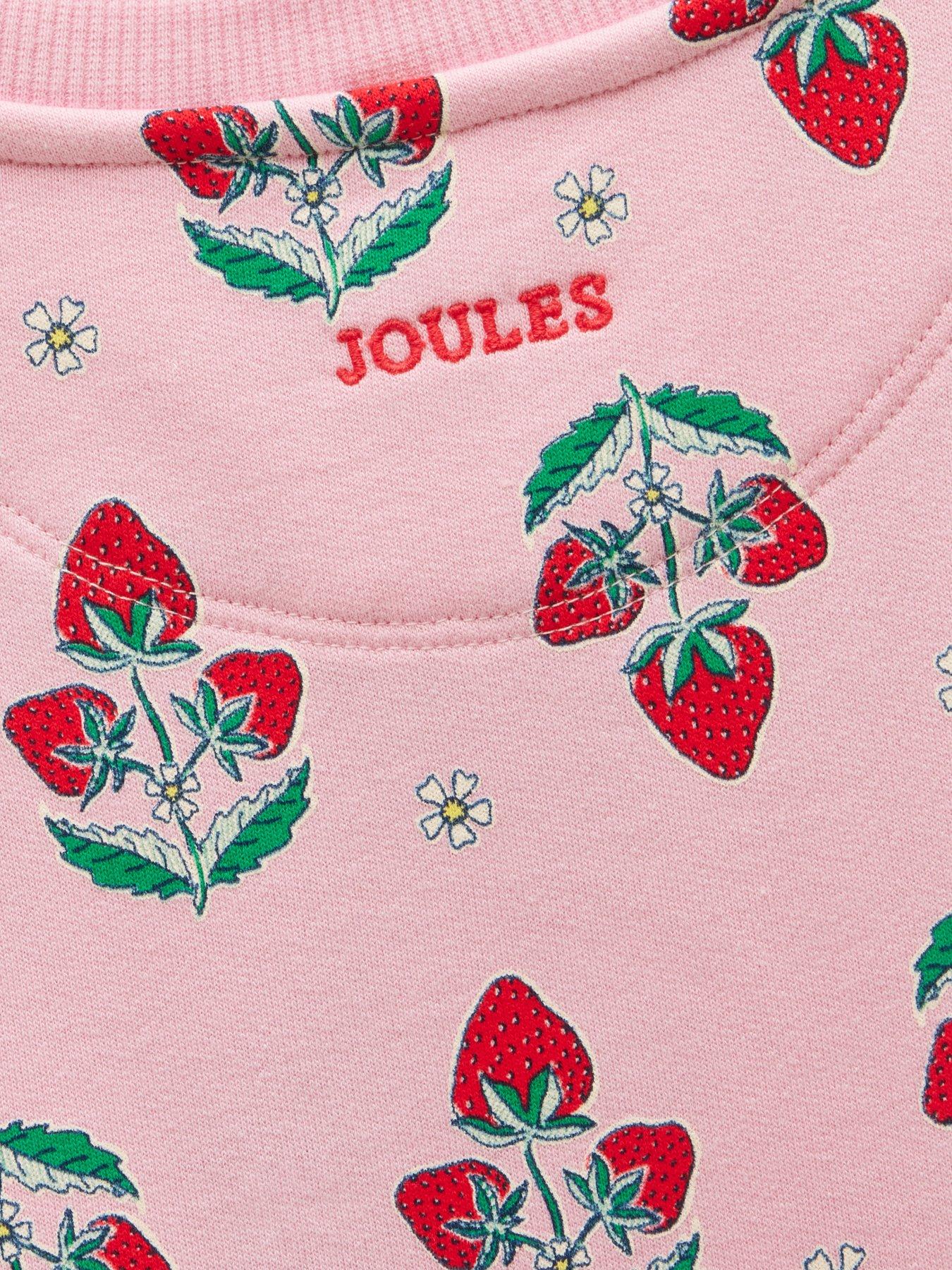 Image 5 of 5 of Joules Girls Emma Strawberry Short Sleeve Jersey Dress - Pink