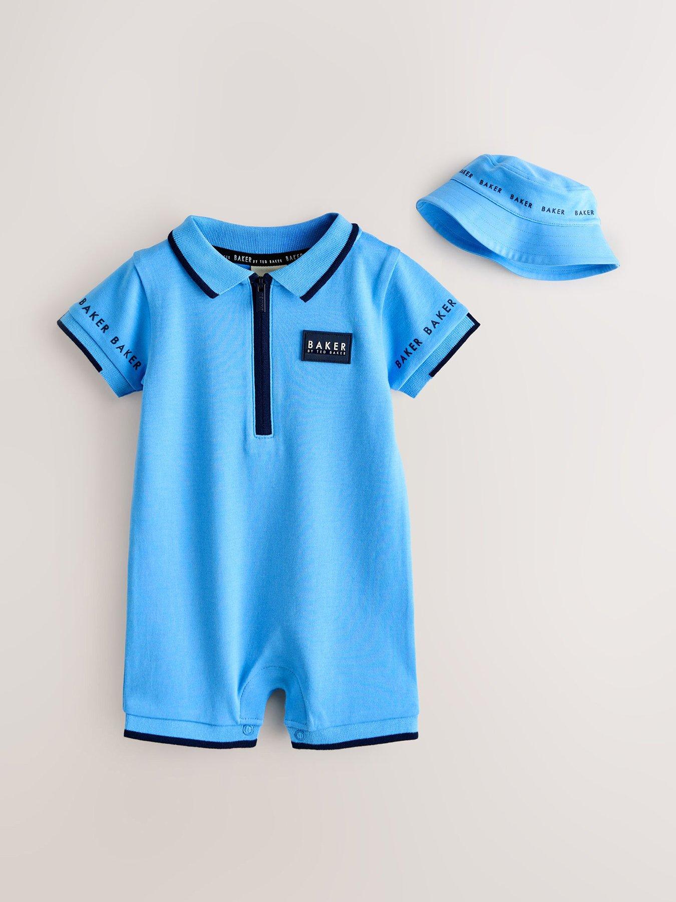 Ted Baker Baby Boys Romper  &  Hat Set - Blue
