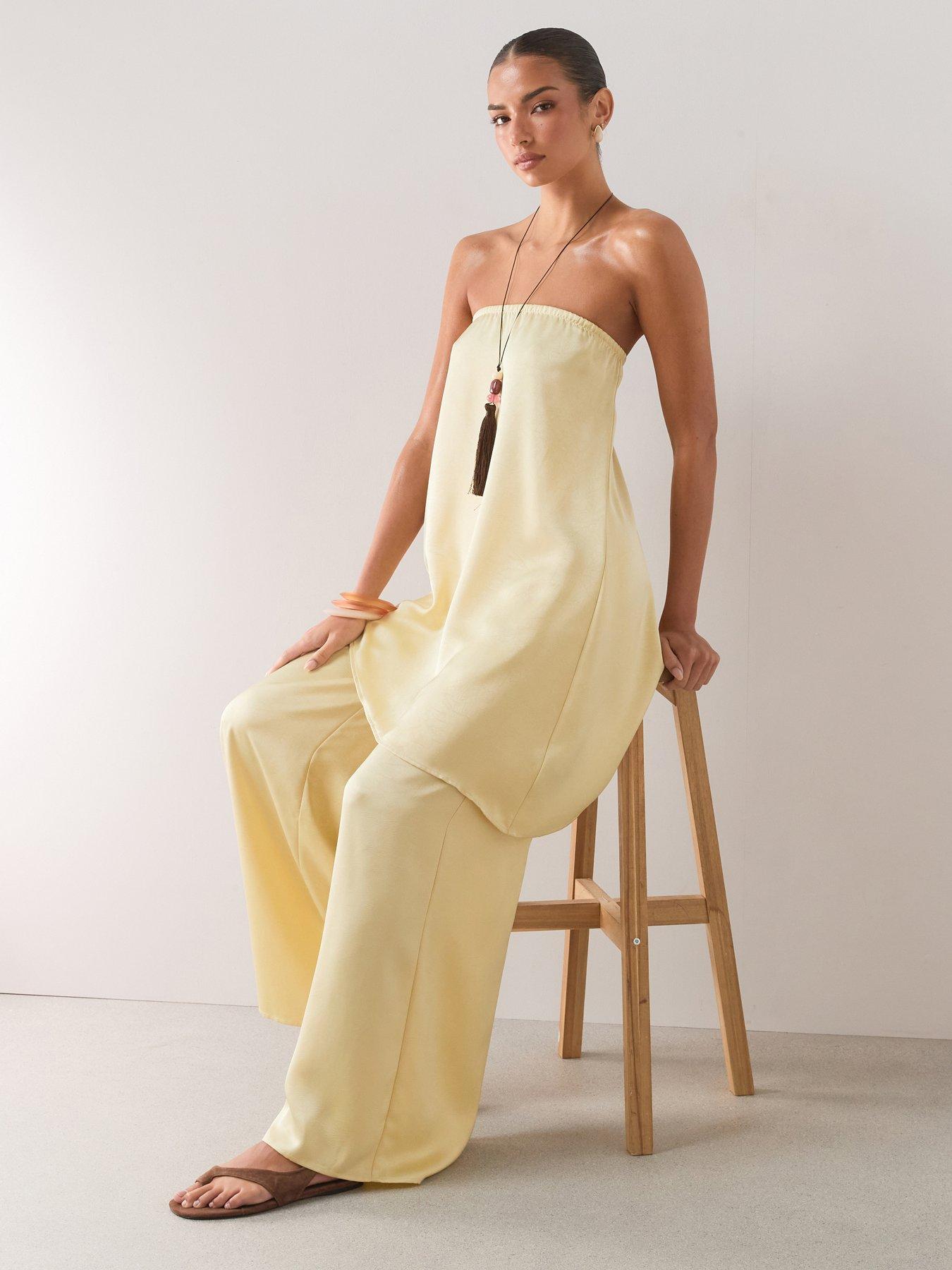The Very Collection Satin Elasticated Co-ord Trousers - Yellow