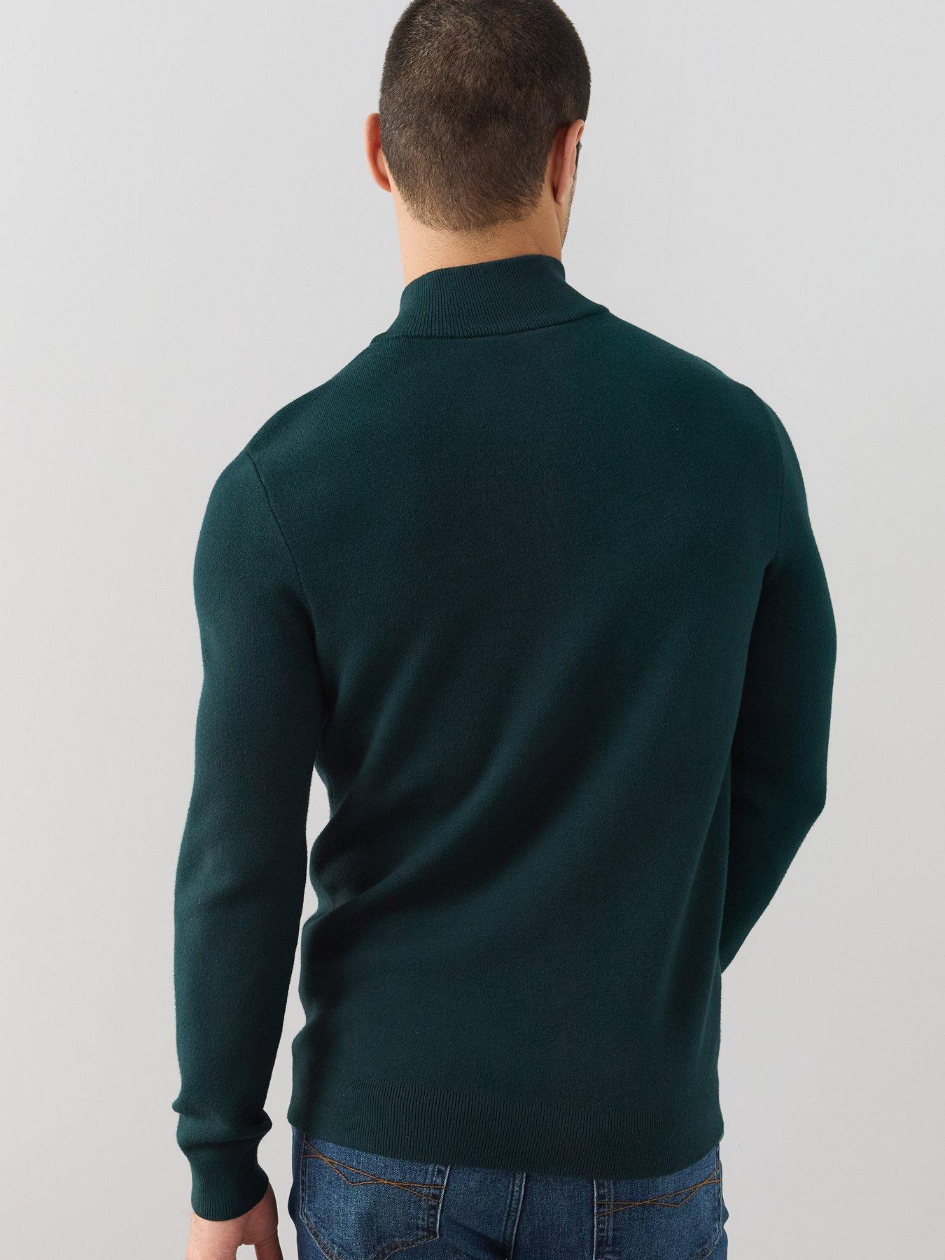 Image 2 of 6 of The Very Collection Premium 1/4 Zip Knitted Jumper - Forest Green