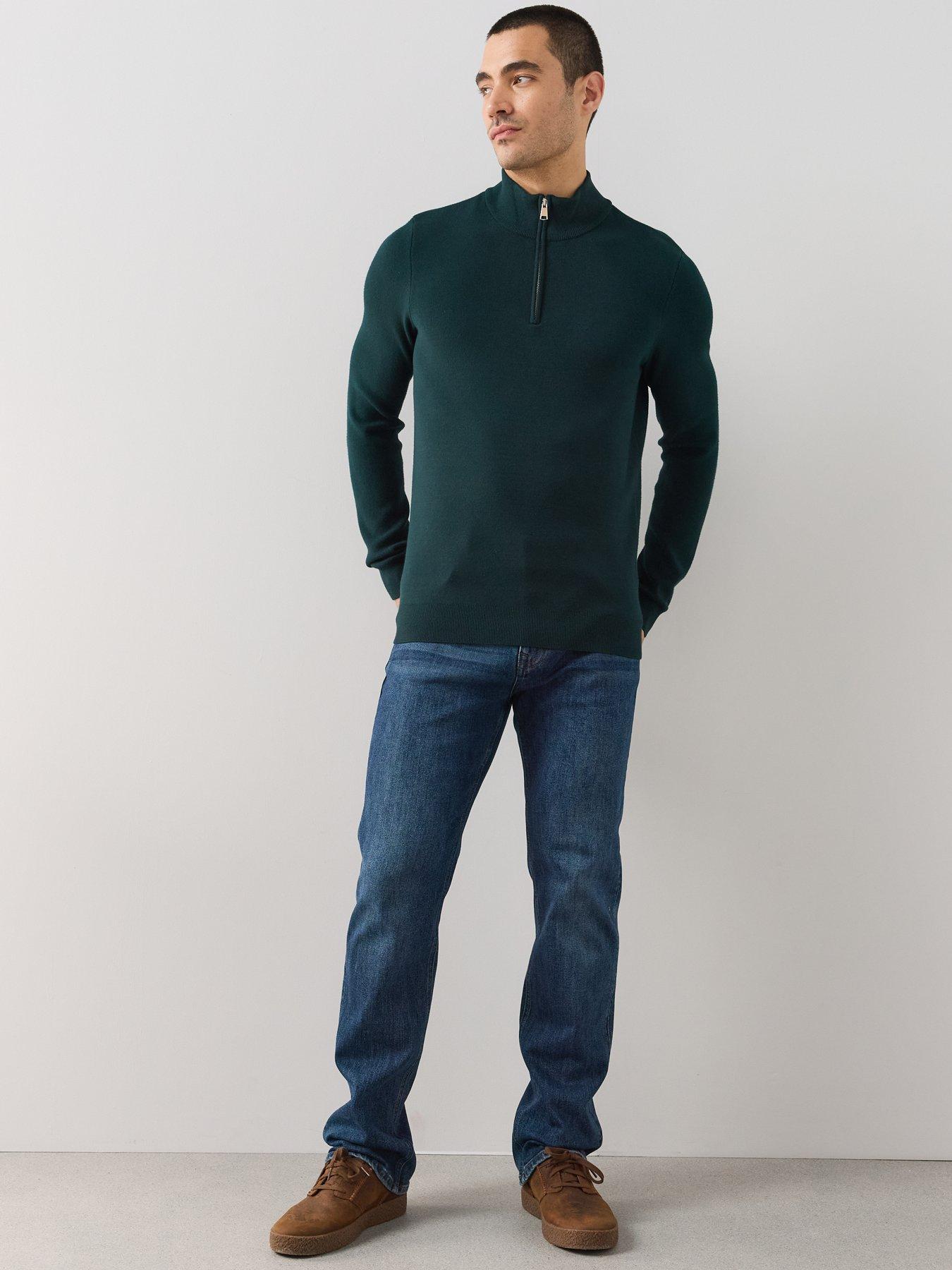Image 3 of 6 of The Very Collection Premium 1/4 Zip Knitted Jumper - Forest Green