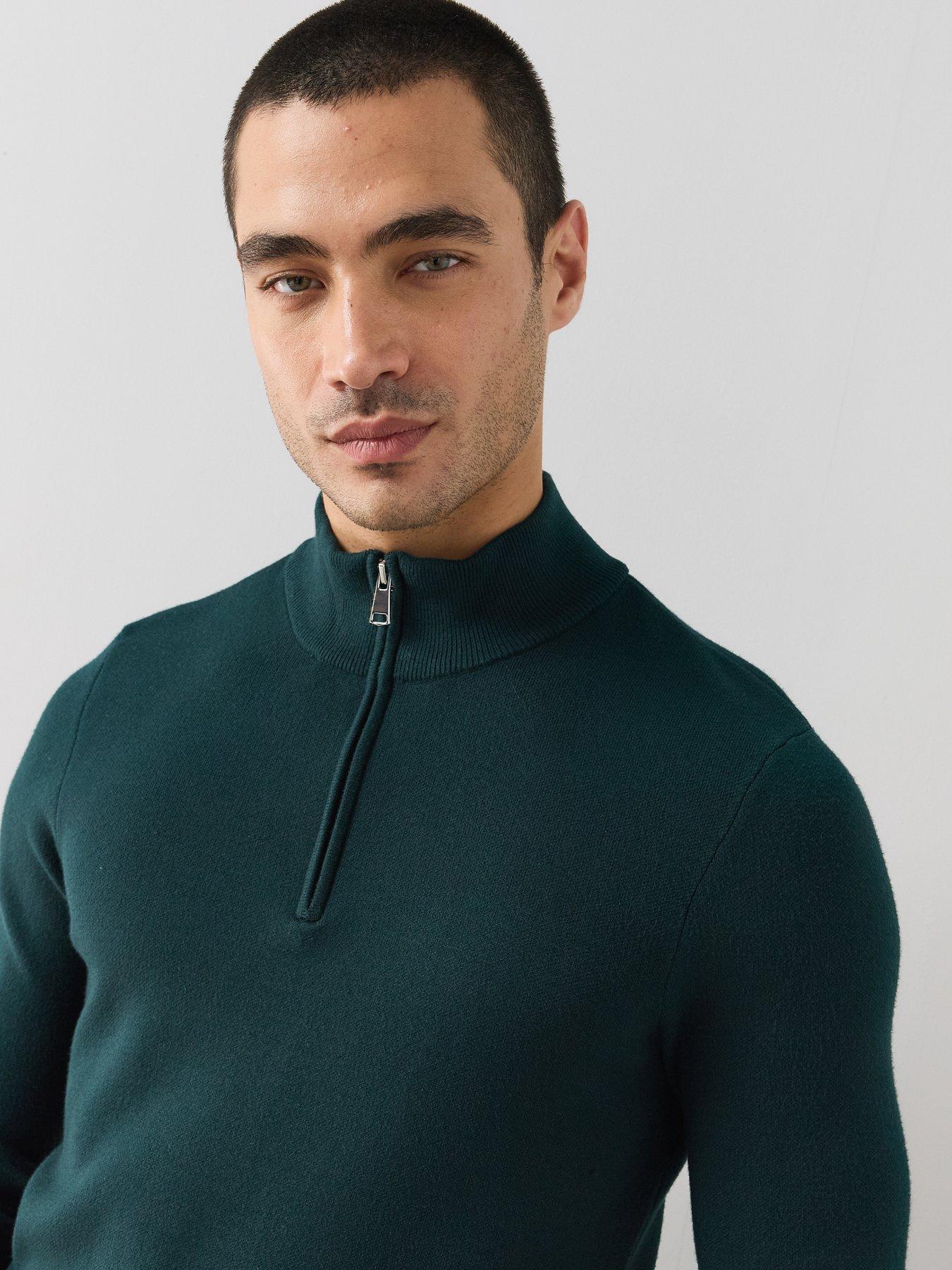 Image 6 of 6 of The Very Collection Premium 1/4 Zip Knitted Jumper - Forest Green