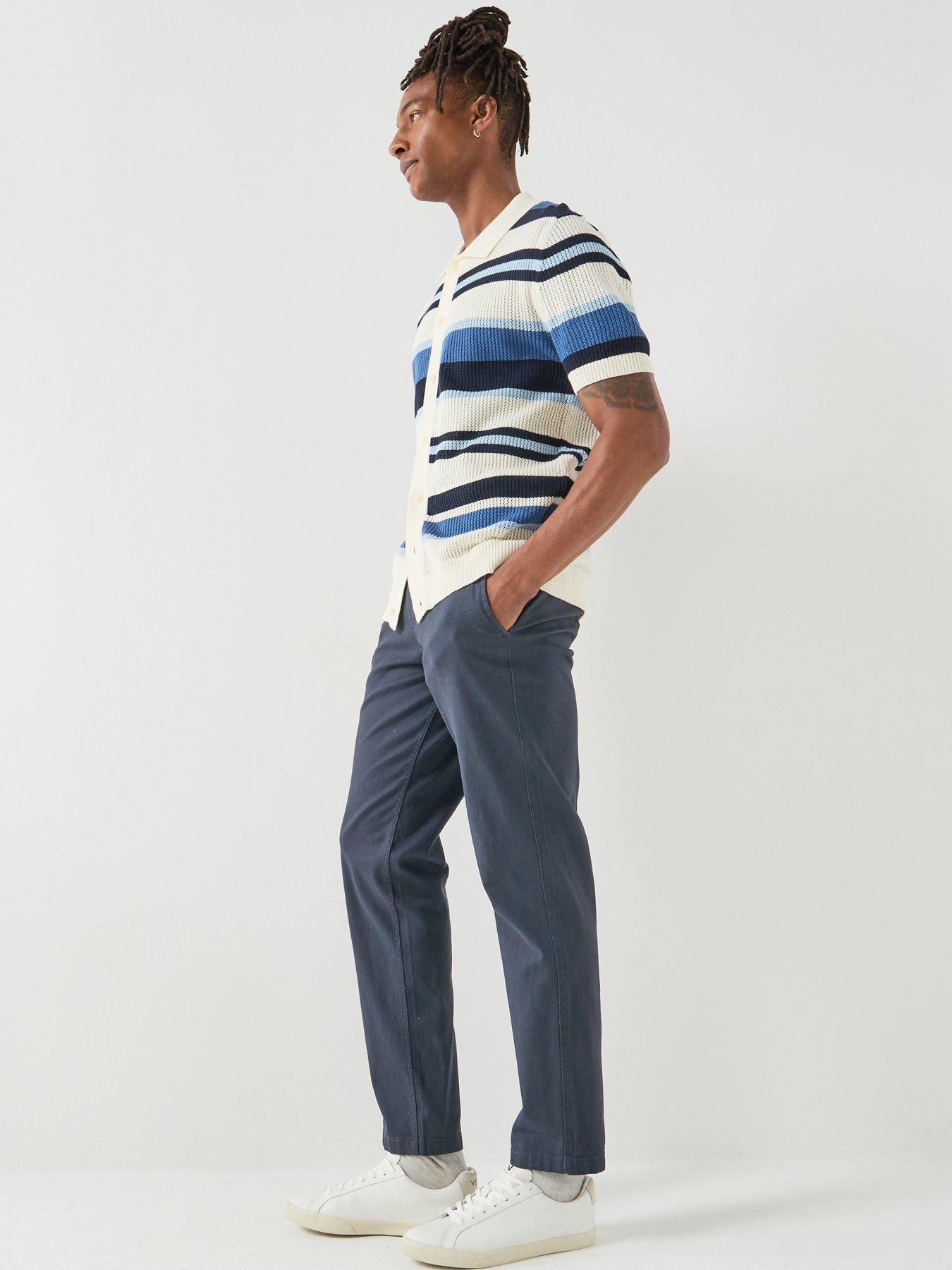 Image 6 of 6 of GANT Striped Texture Knitted Short Sleeve Shirt - Blue