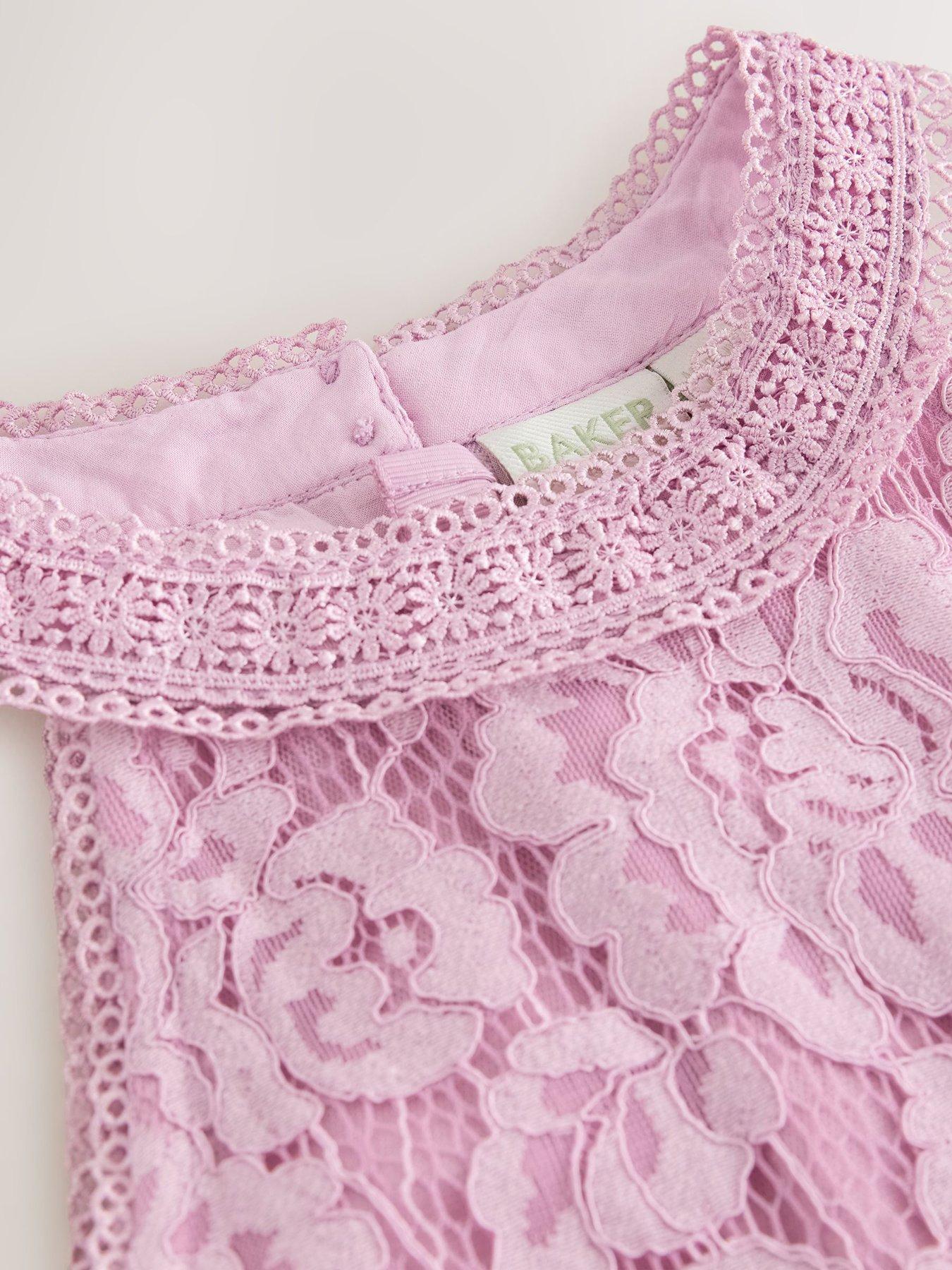 Image 4 of 7 of Ted Baker Girls Halter Lace Dress - Purple