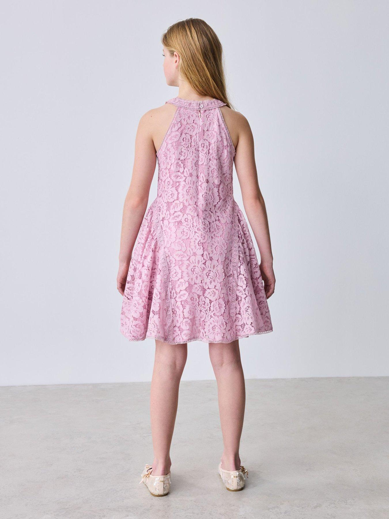 Image 6 of 7 of Ted Baker Girls Halter Lace Dress - Purple