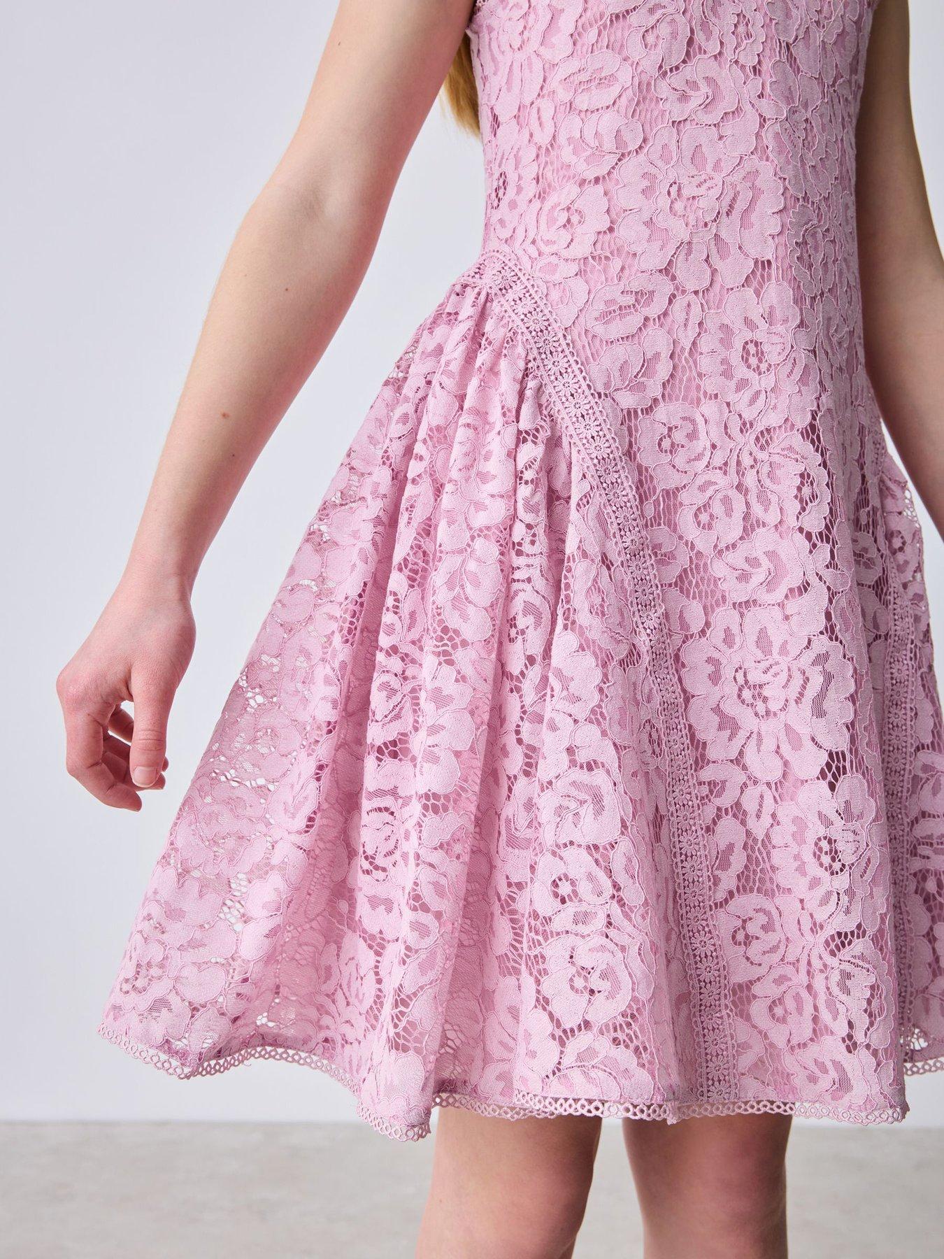 Image 7 of 7 of Ted Baker Girls Halter Lace Dress - Purple