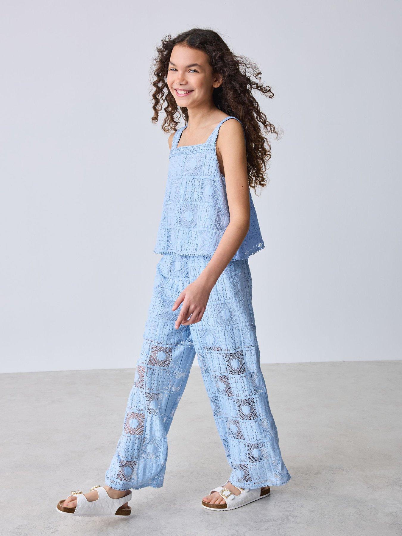 Ted Baker Girls Lace Trouser Set - Blue
