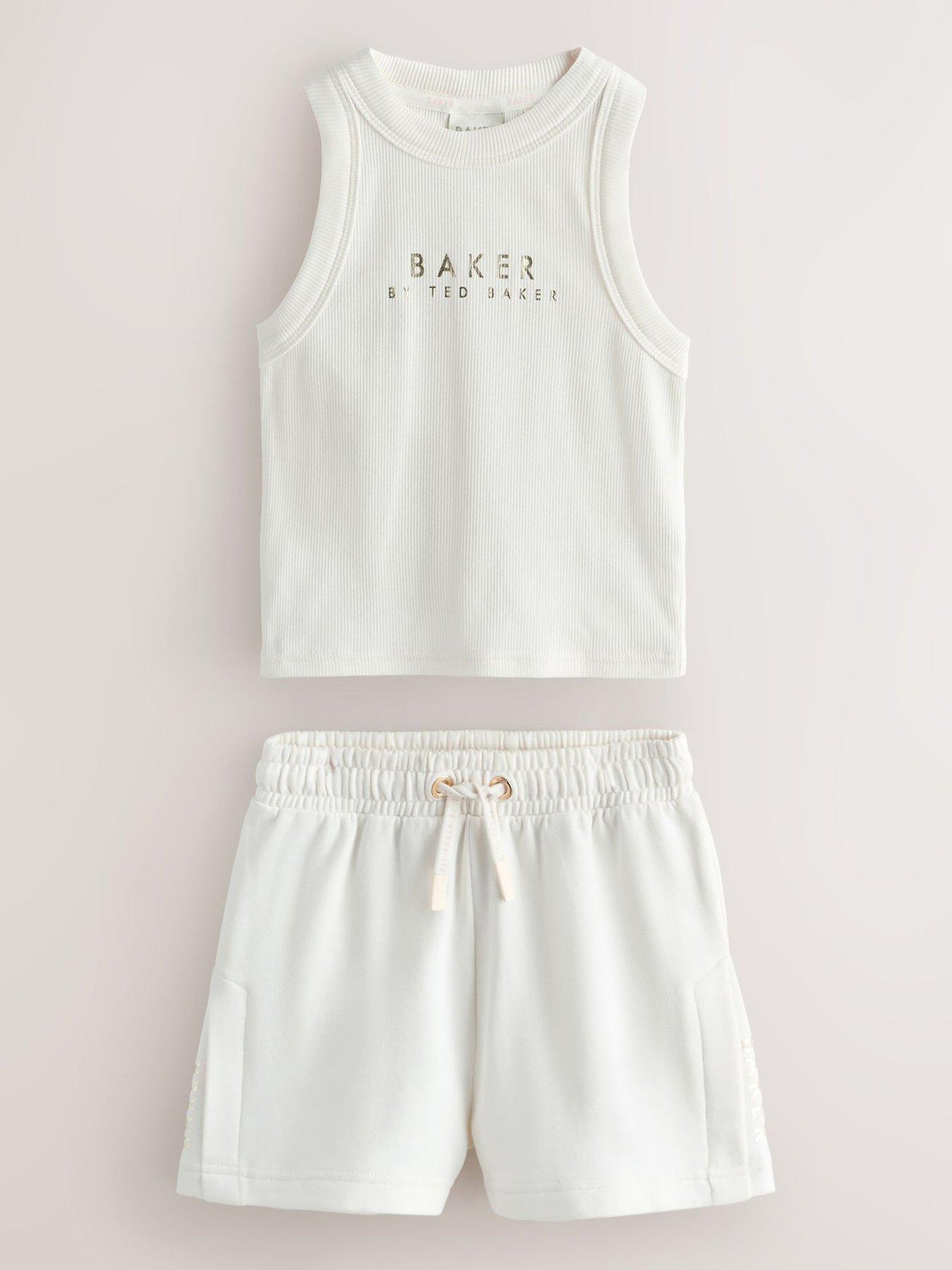 Ted Baker Girls Logo Drawstring Short Set - White