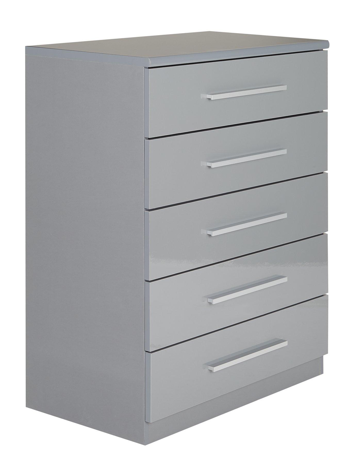 Image 3 of 7 of The Very Collection Prague Gloss 5 Drawer Chest - Grey