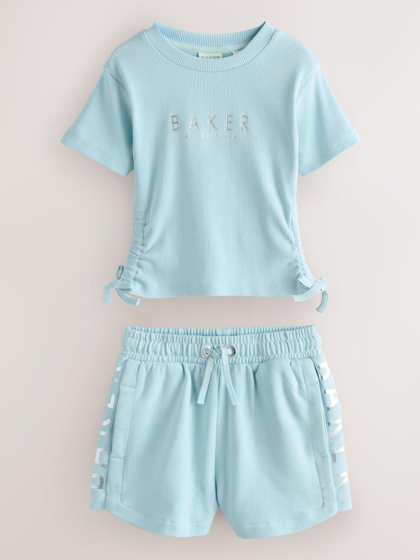 Ted Baker Girls Logo Drawstring Short Set - Light Blue