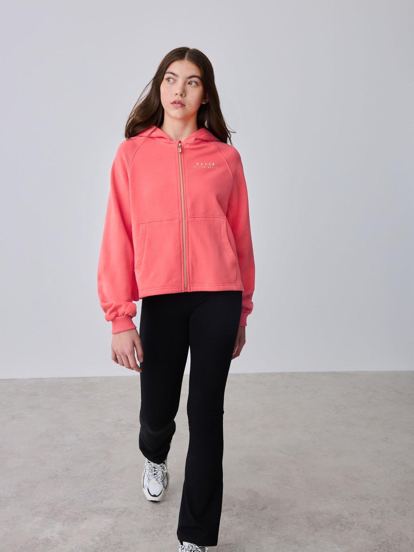Ted Baker Older Girls Zip Logo Hoodie - Coral Pink