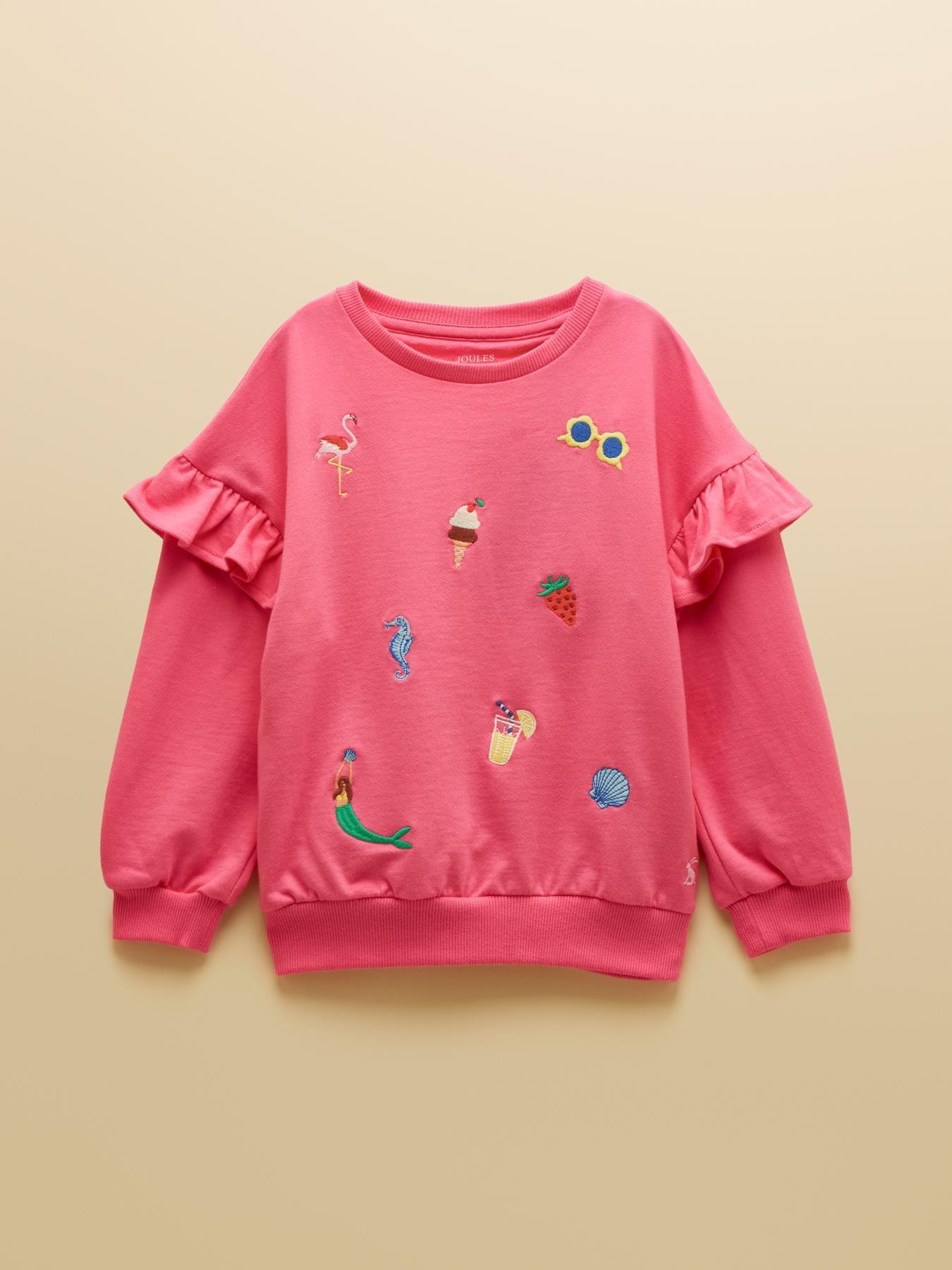 Joules Girls Millie Embroidered Ice Cream Sweat - Pink