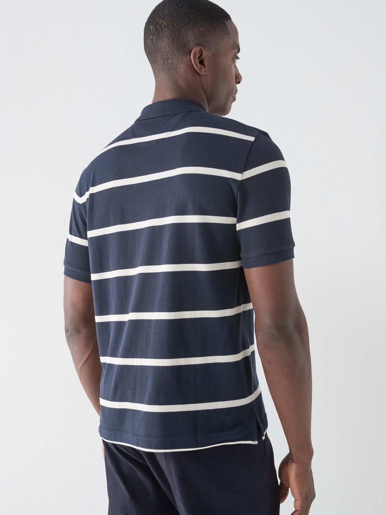 Image 2 of 5 of GANT Gant Regular Fit Shield Striped Short Sleeve Polo Shirt - Navy
