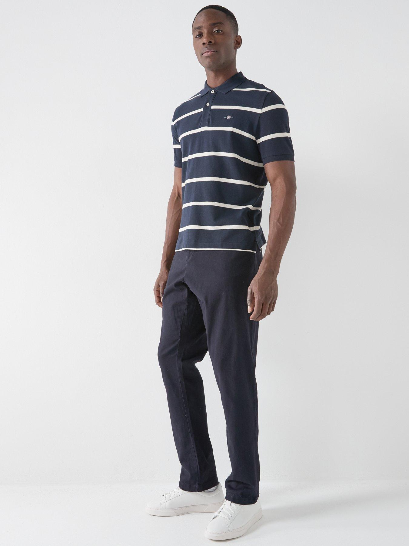Image 3 of 5 of GANT Gant Regular Fit Shield Striped Short Sleeve Polo Shirt - Navy