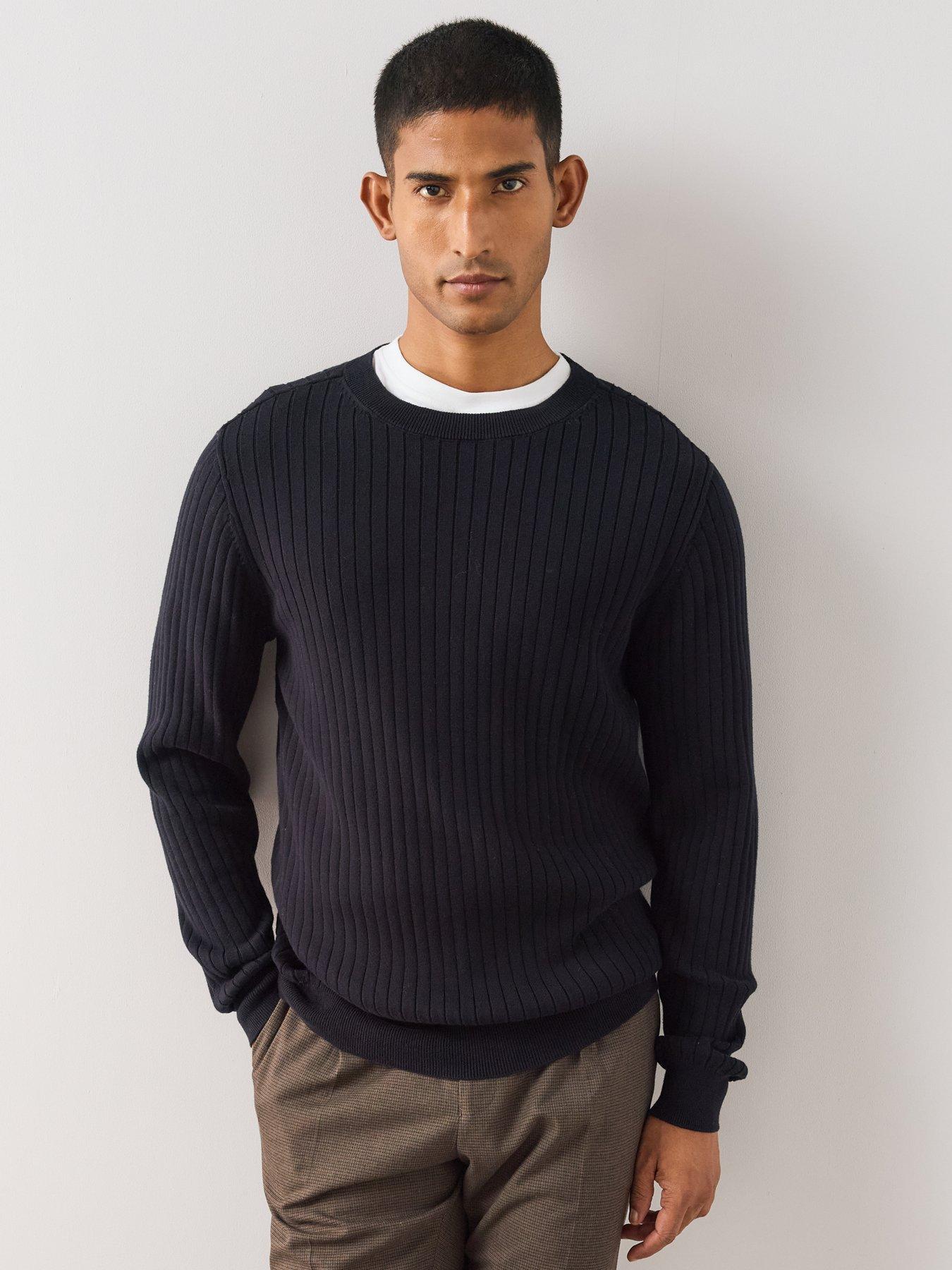Image 1 of 6 of The Very Collection Pure Cotton Ribbed Knitted Crew Neck Jumper - Black