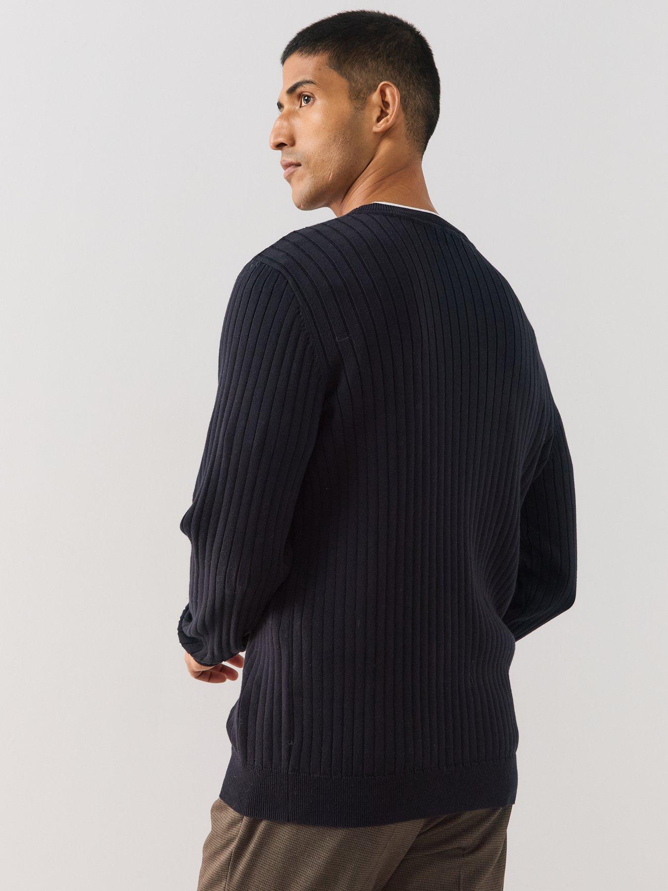 Image 2 of 6 of The Very Collection Pure Cotton Ribbed Knitted Crew Neck Jumper - Black