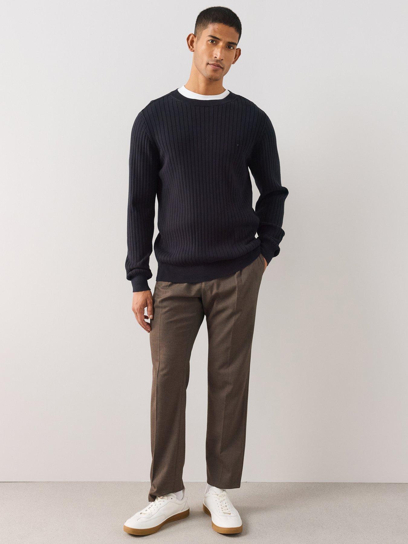 Image 3 of 6 of The Very Collection Pure Cotton Ribbed Knitted Crew Neck Jumper - Black