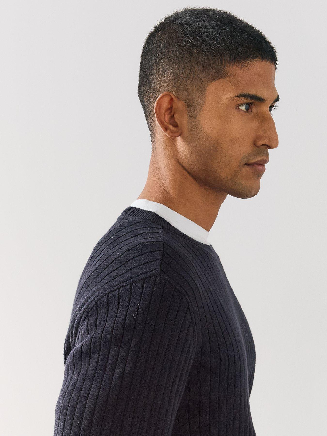 Image 4 of 6 of The Very Collection Pure Cotton Ribbed Knitted Crew Neck Jumper - Black