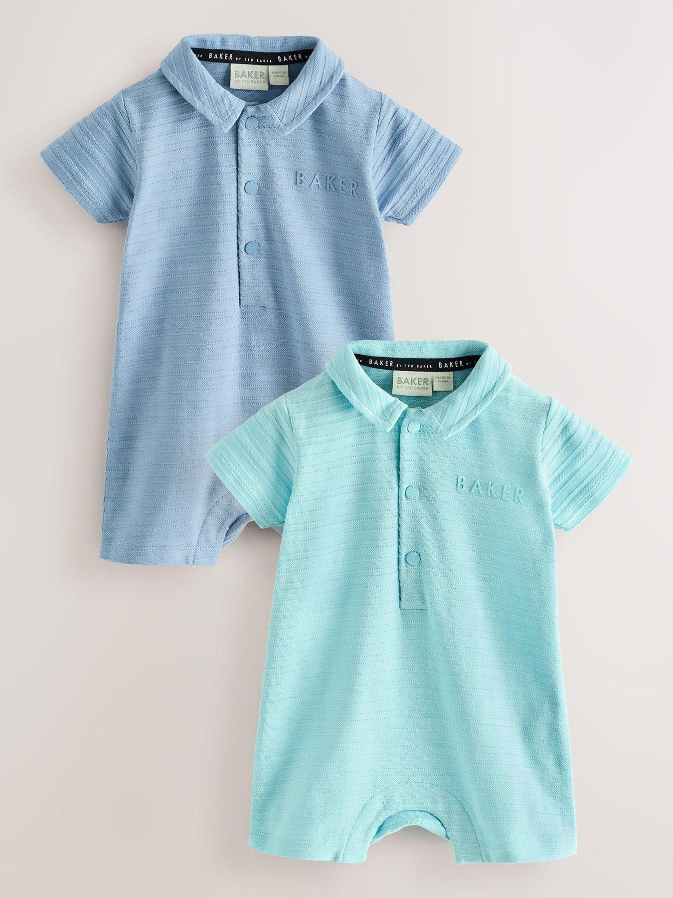 Ted Baker Baby Boys 2 Pack Collared All-In-One Rompers  - Blue