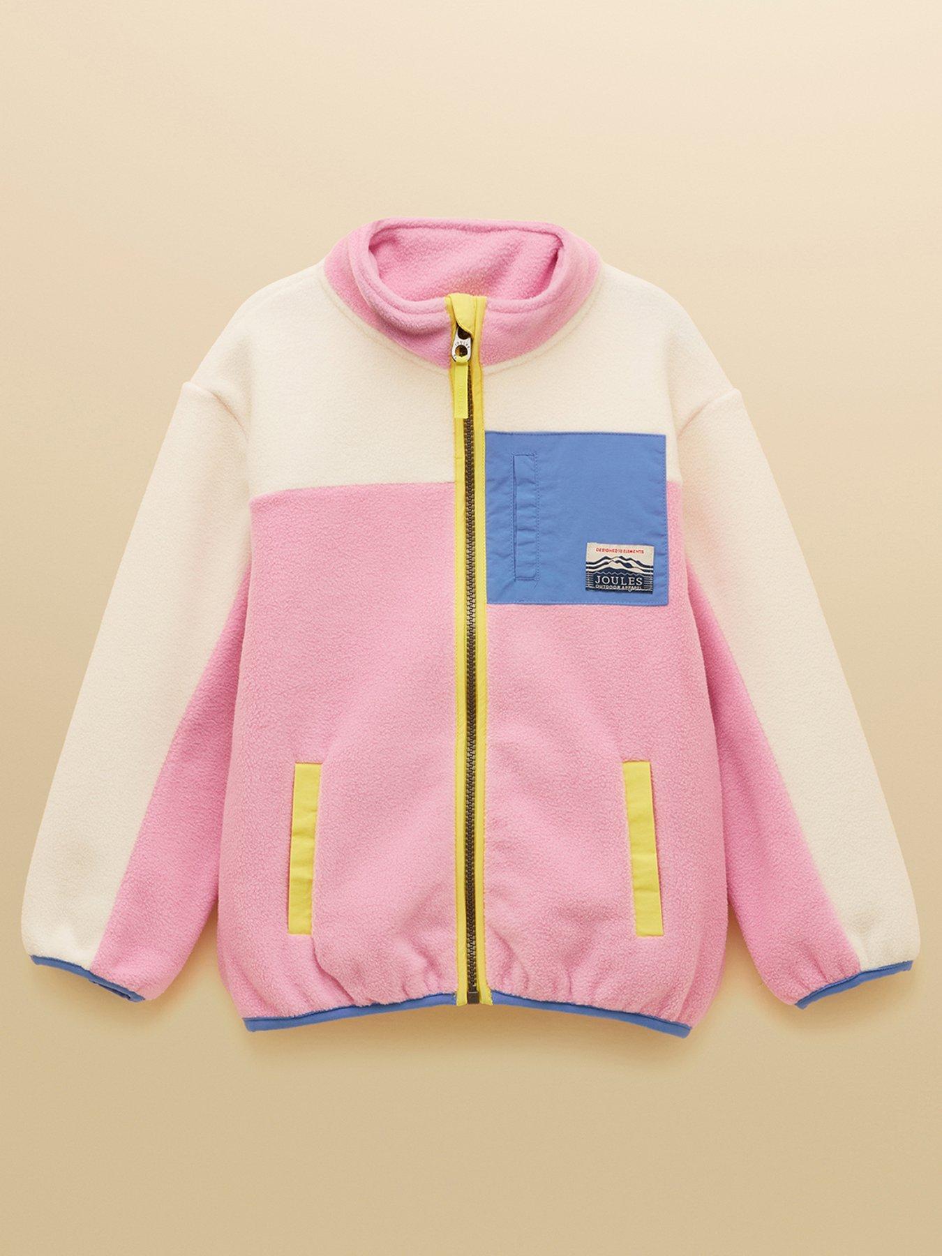 Joules Girls Summit Colour Block Fleece - Pink