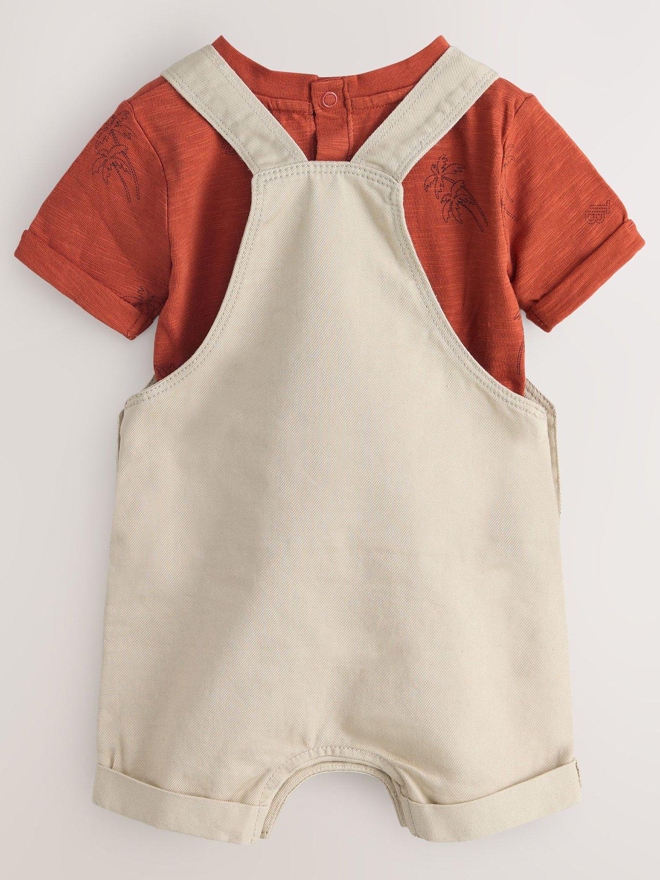 Image 2 of 6 of Ted Baker Baby Boys Short Sleeve T-Shirt &amp; &nbsp;Dungarees Shorts Set - Red
