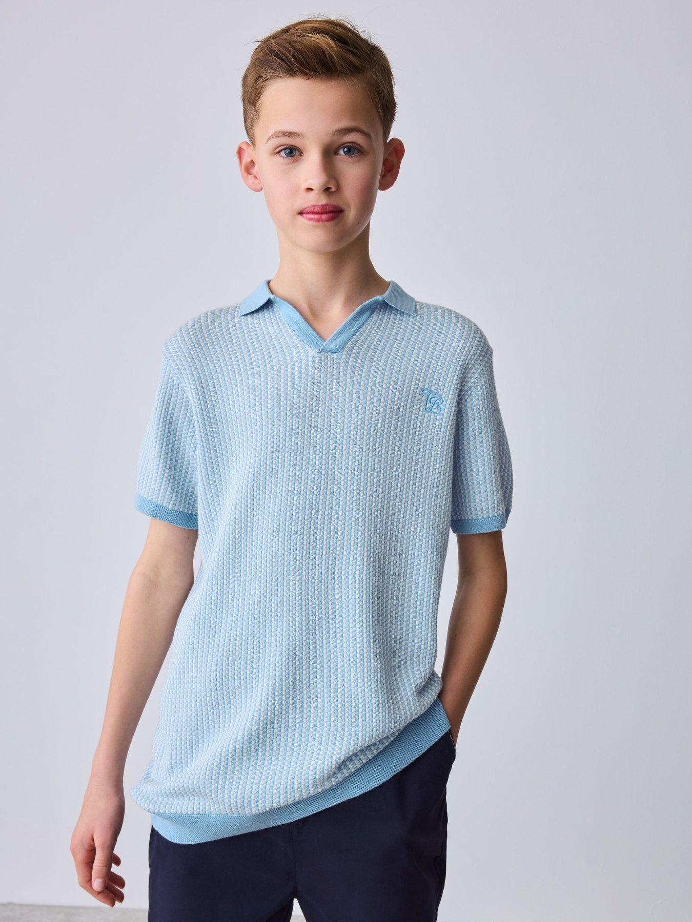 Image 1 of 7 of Ted Baker Older Boys Knitted Polo Shirt - Blue