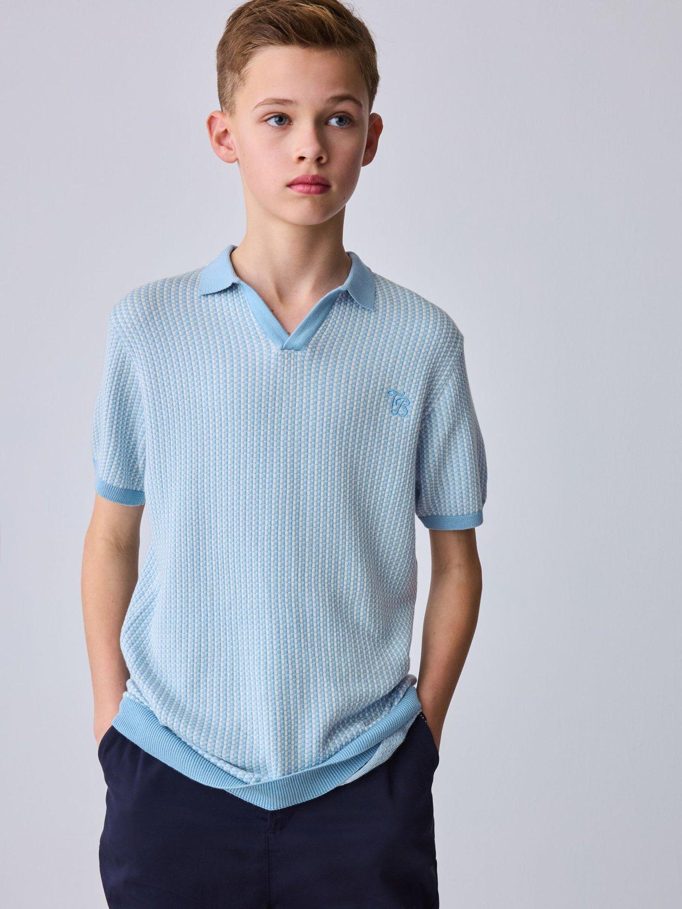 Image 3 of 7 of Ted Baker Older Boys Knitted Polo Shirt - Blue