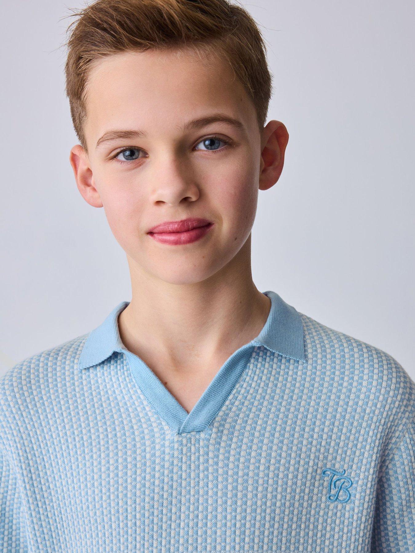 Image 4 of 7 of Ted Baker Older Boys Knitted Polo Shirt - Blue