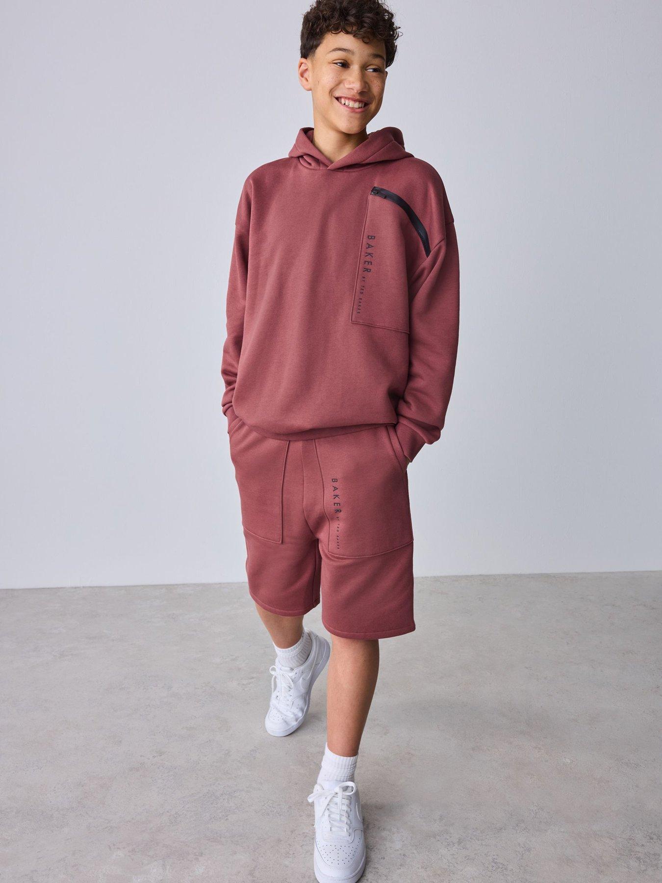 Ted Baker Older Boys Long Sleeve Hoodie And Longline Shorts Set - Red