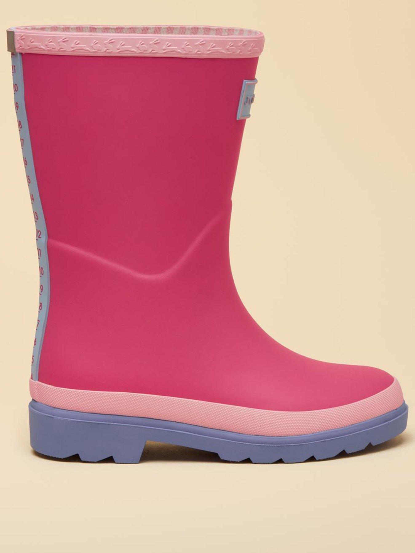 Joules Girls Colourblock Wellies, Pink, Size 12 Younger