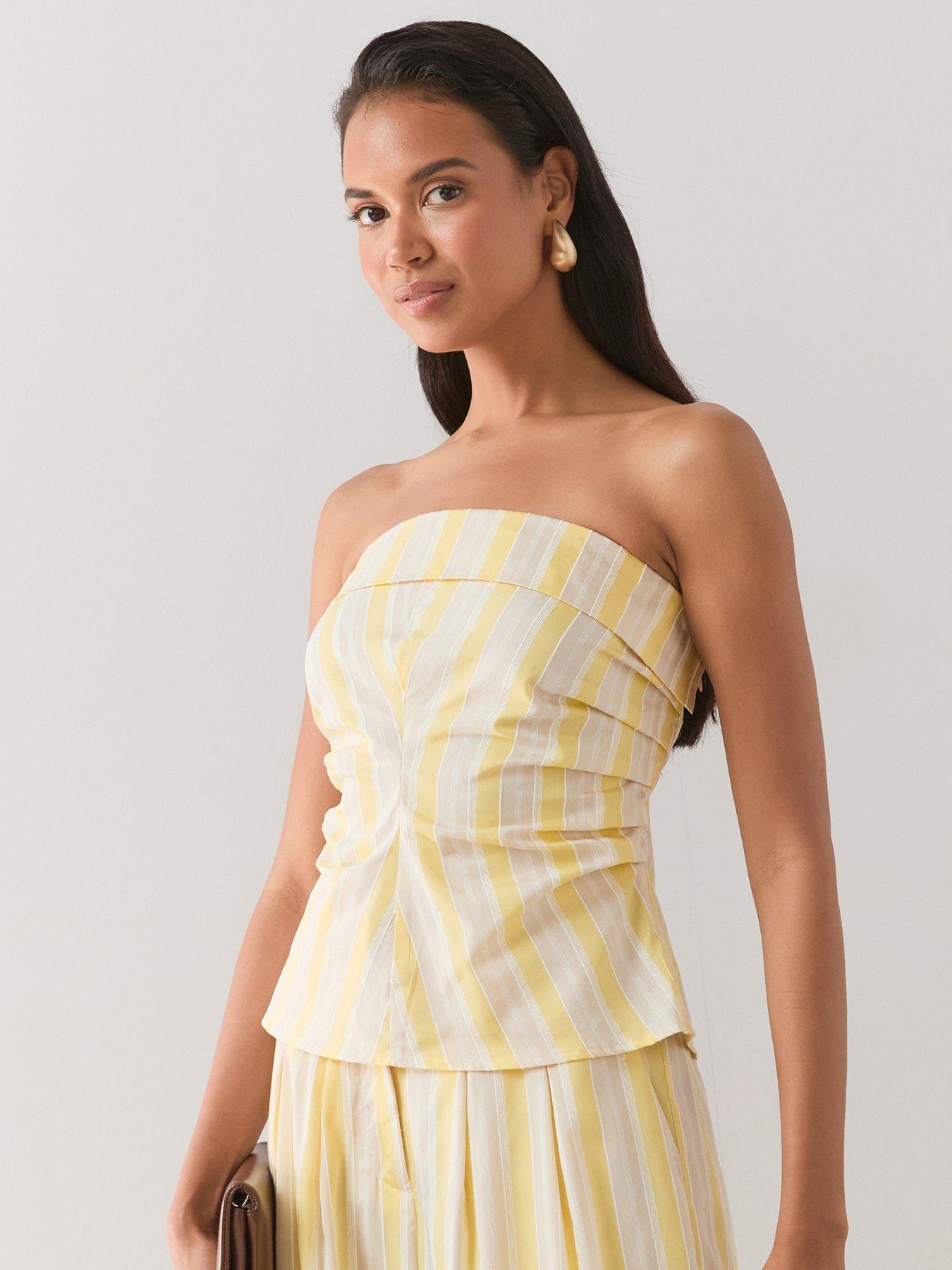 Image 1 of 7 of The Very Collection Striped Corset Bandeau Co-Ord - Multi