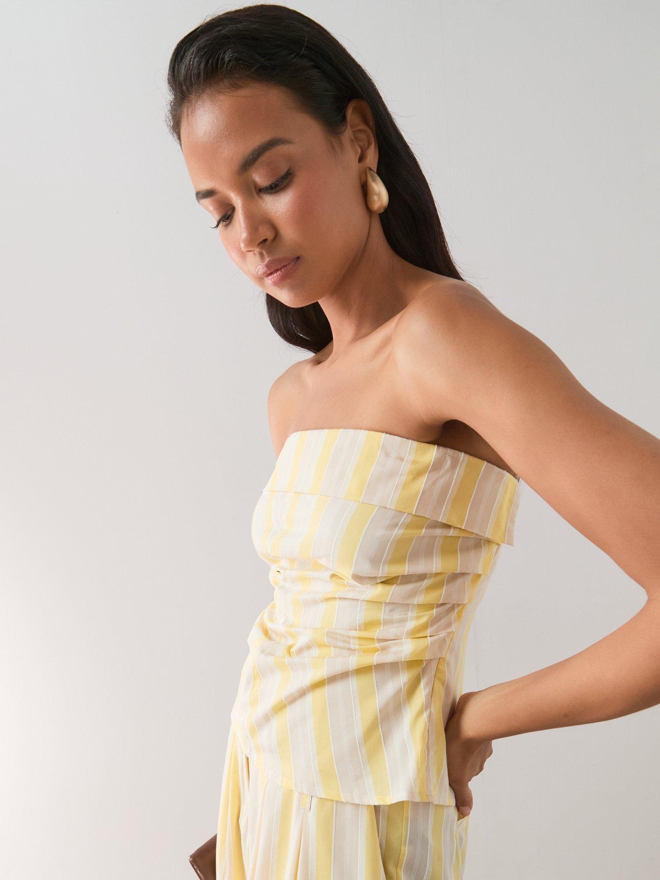 Image 4 of 7 of The Very Collection Striped Corset Bandeau Co-Ord - Multi