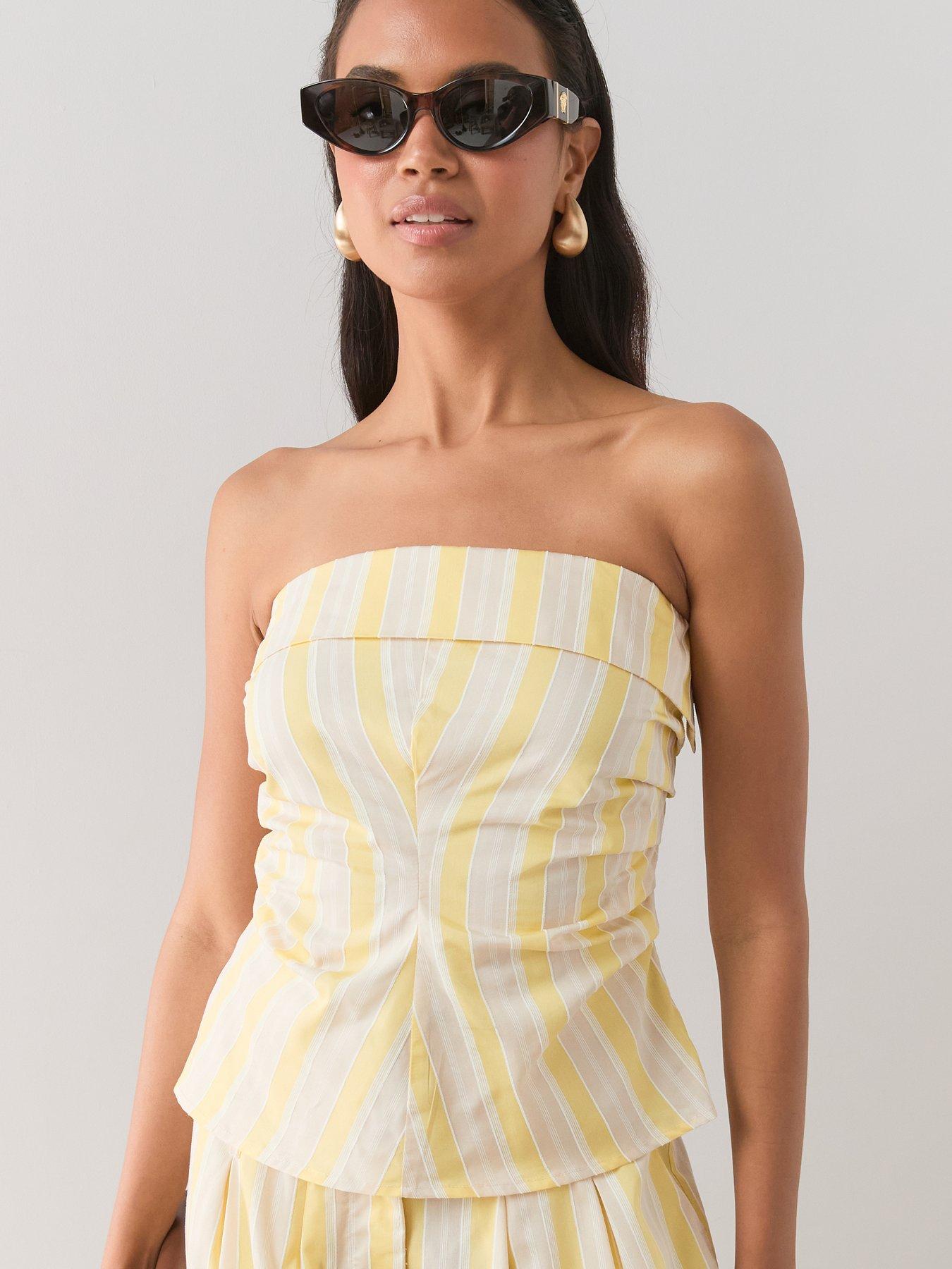 Image 6 of 7 of The Very Collection Striped Corset Bandeau Co-Ord - Multi