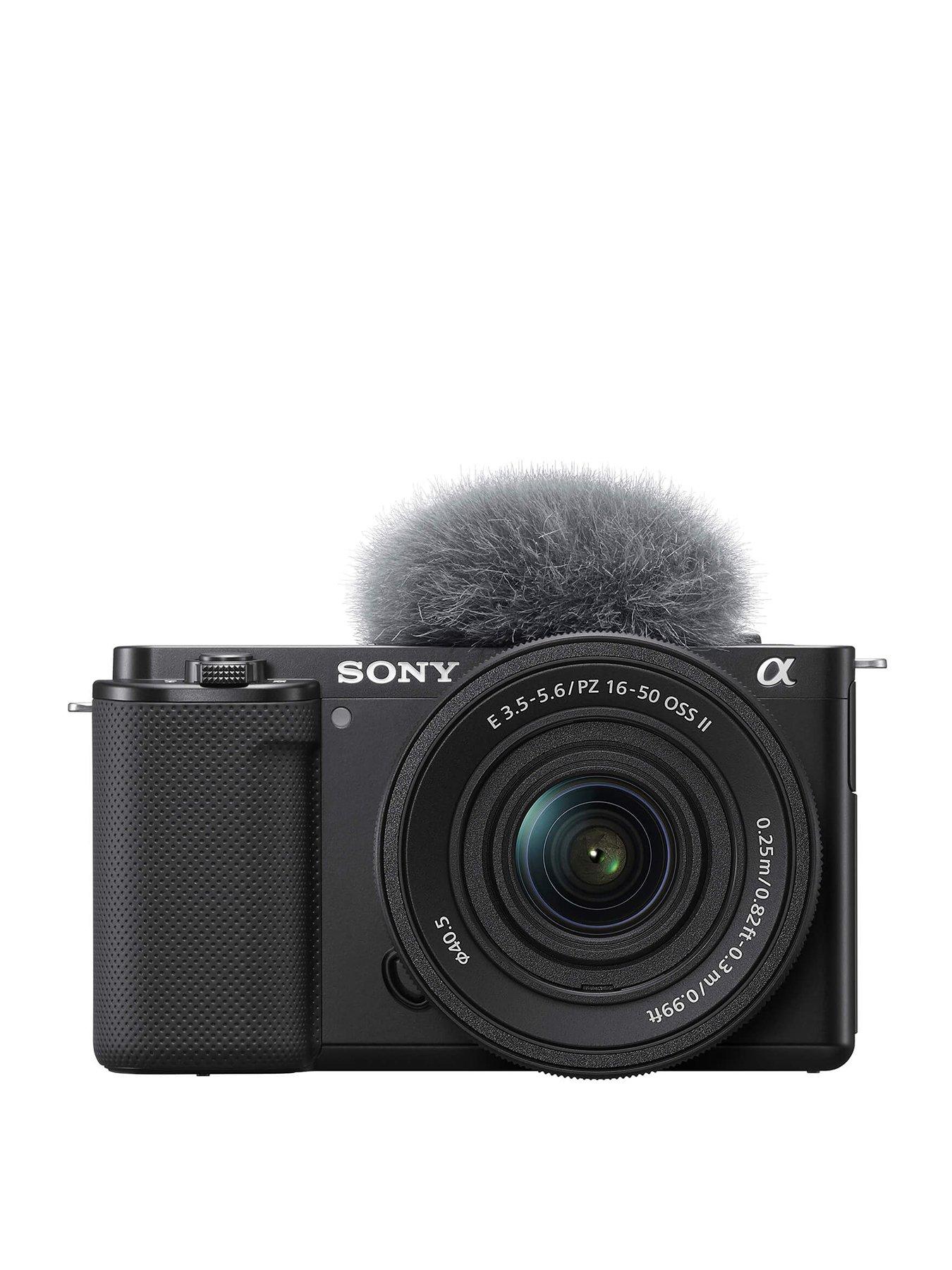 Sony Alpha ZV-E10 Compact System Vlogging Camera with 16-50mm Power Zoom Lens, 4K Ultra HD, 24.2MP, Wi-Fi, Bluetooth, 3” Vari-Angle Touch Screen - Black