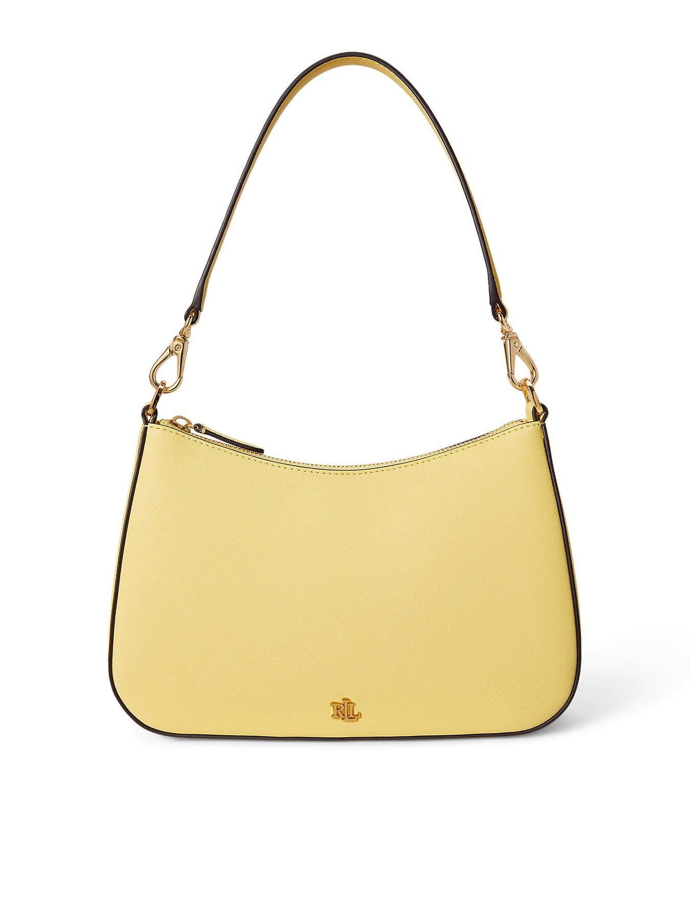 Lauren by Ralph Lauren Crosshatch Leather Medium Danni Bag - Lemon