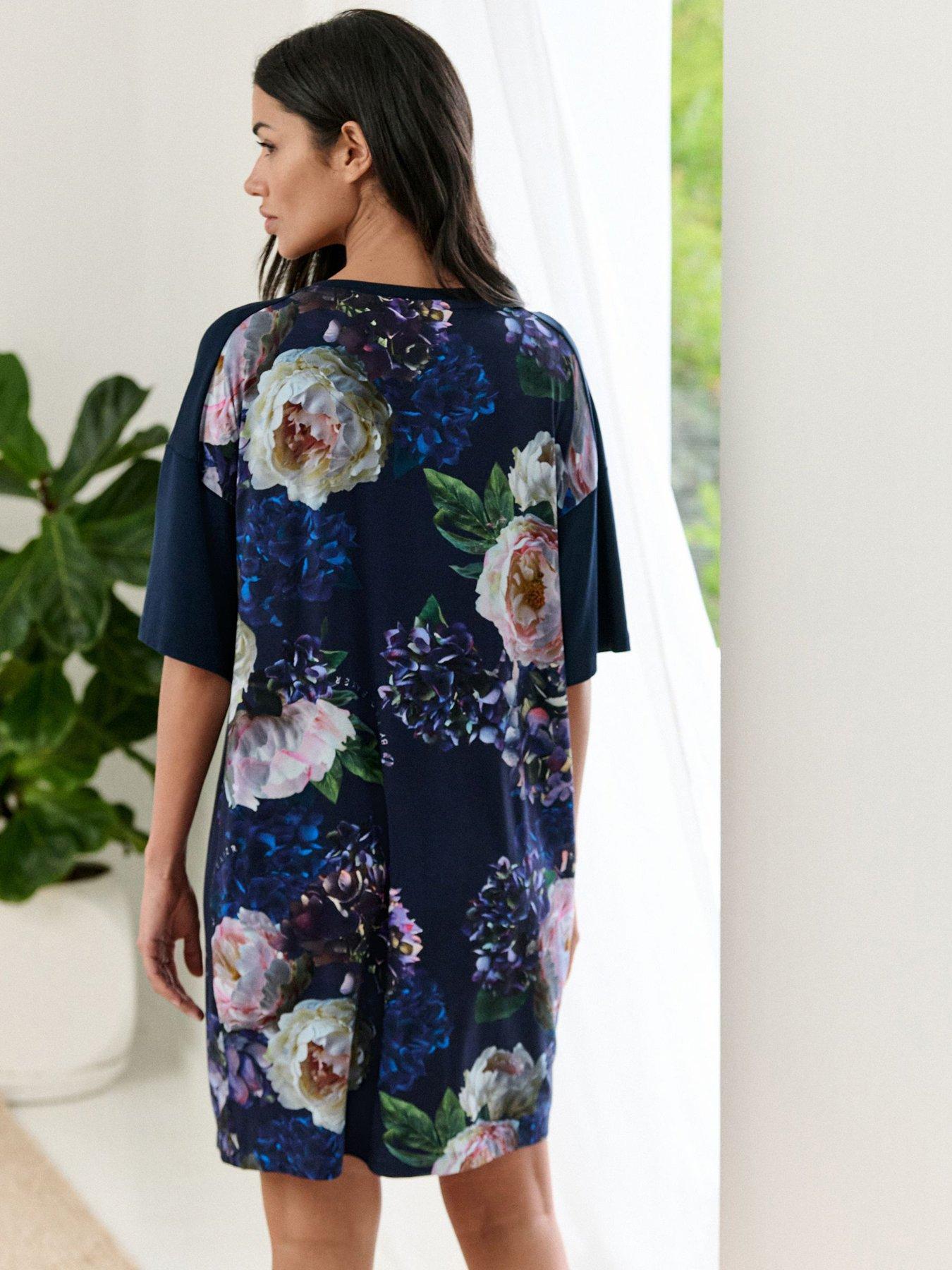 Image 2 of 6 of B By Ted Baker Floral Sleep T-Shirt Nightie - Blue