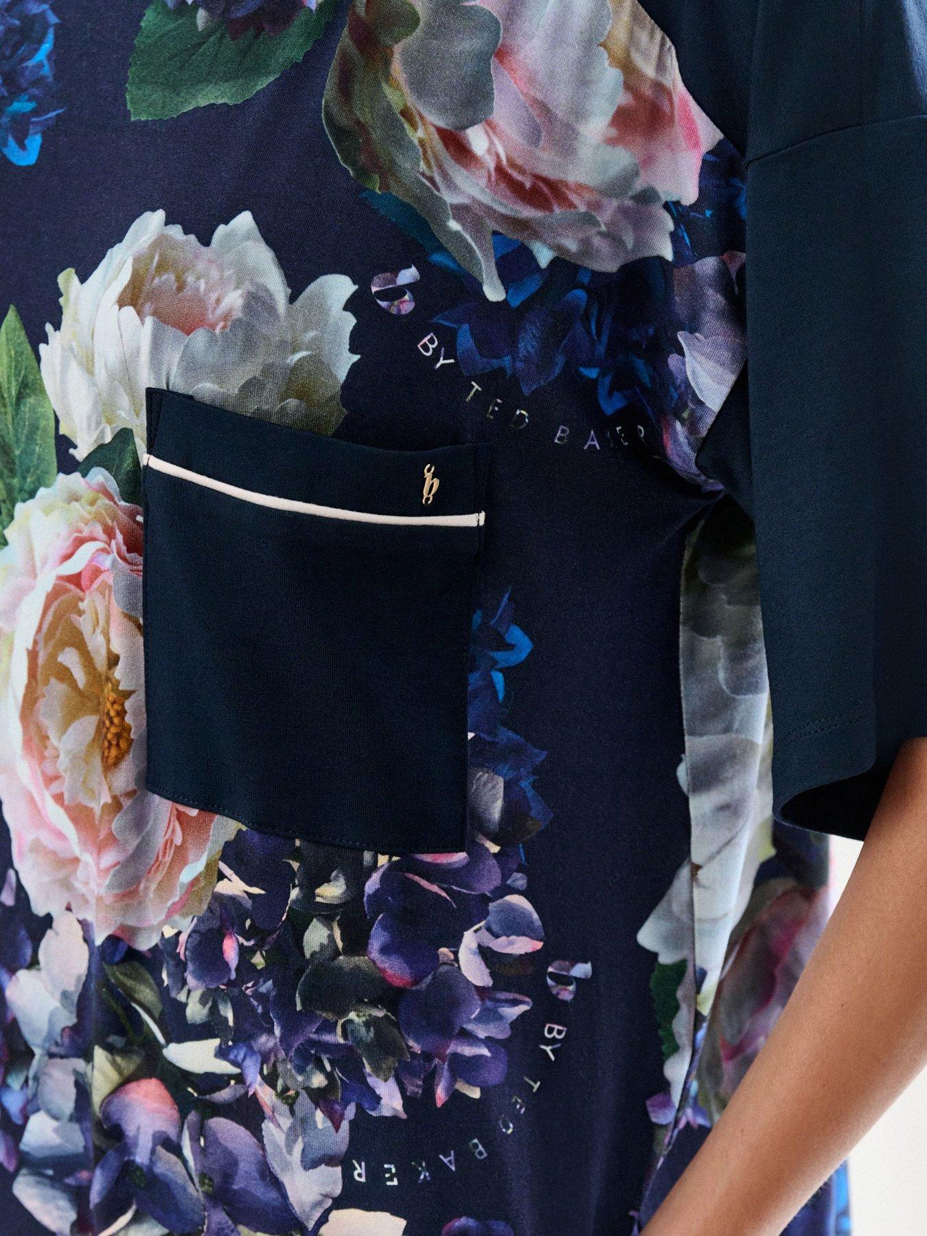 Image 3 of 6 of B By Ted Baker Floral Sleep T-Shirt Nightie - Blue
