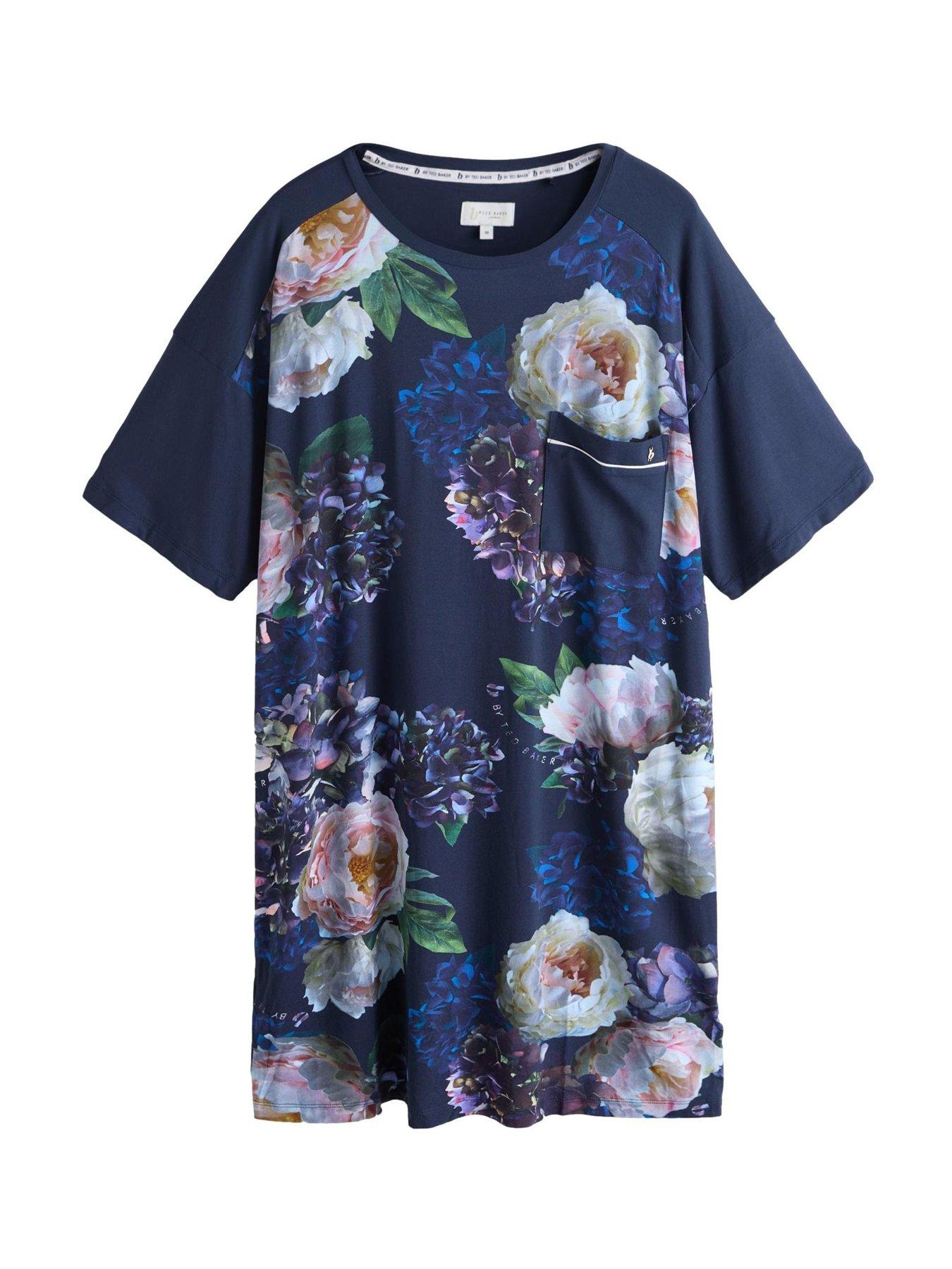 Image 4 of 6 of B By Ted Baker Floral Sleep T-Shirt Nightie - Blue