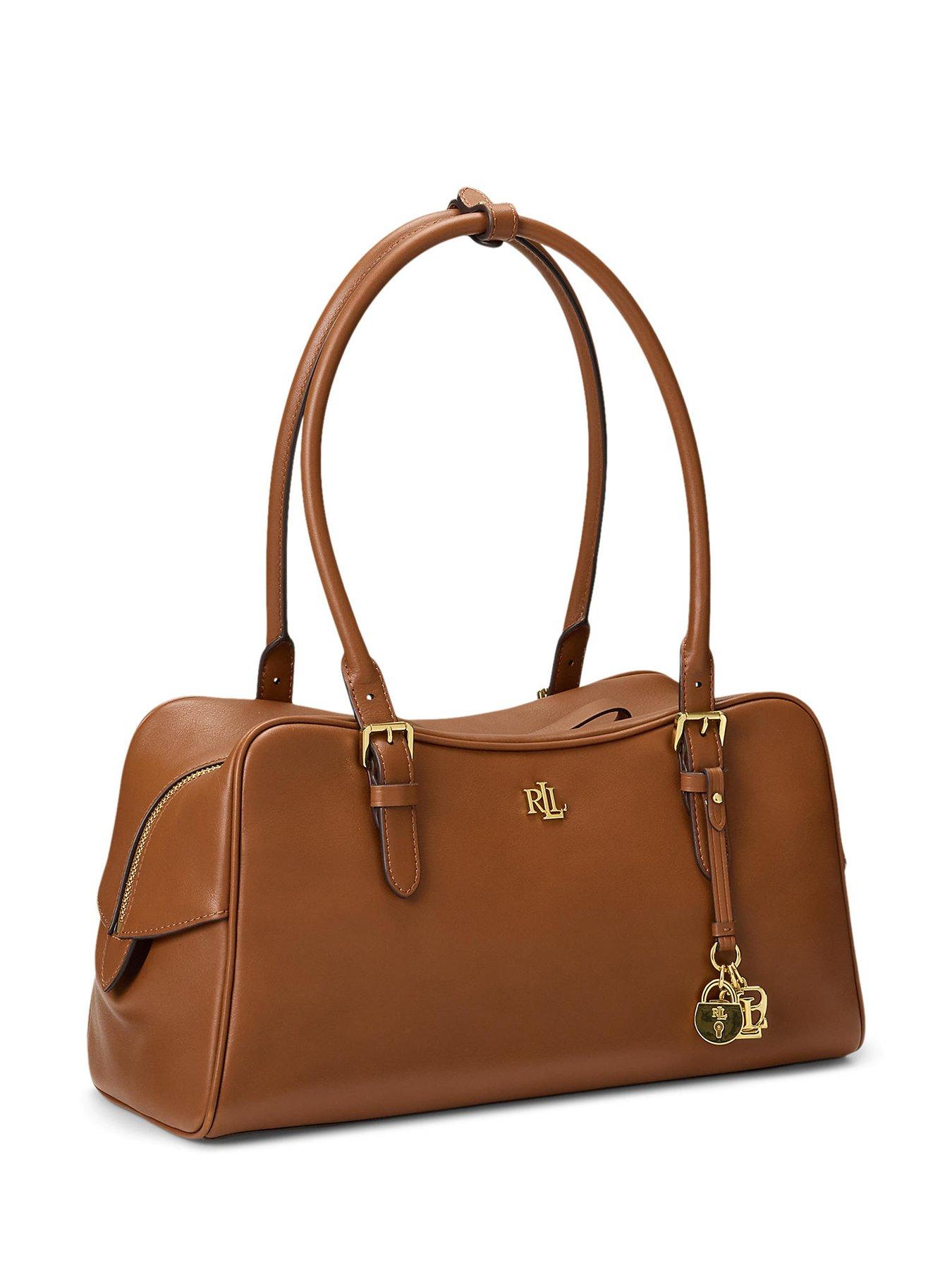 Image 2 of 3 of Lauren by Ralph Lauren Large Leather Marcy Zip Satchel Bag - Lauren Tan