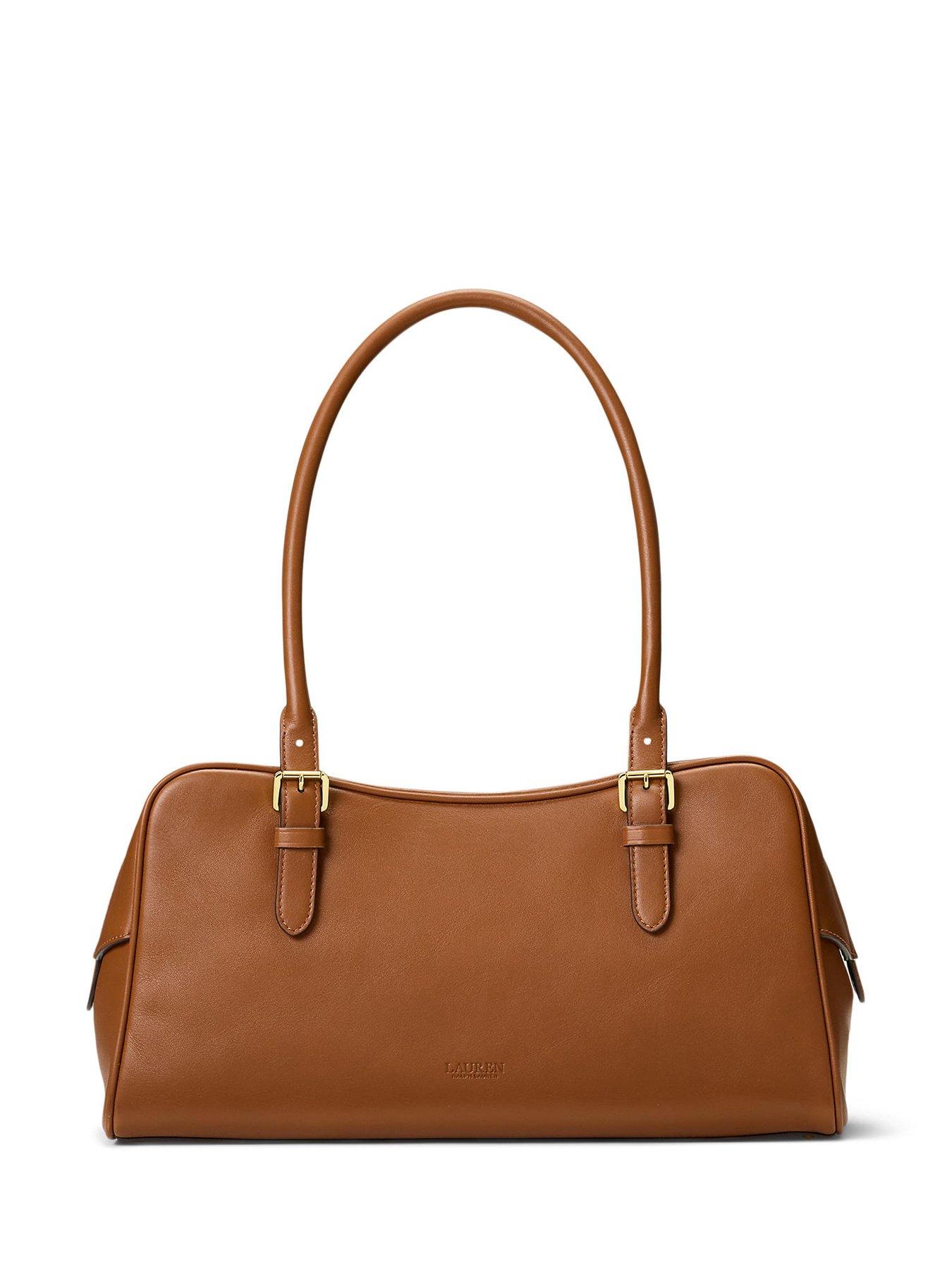 Image 3 of 3 of Lauren by Ralph Lauren Large Leather Marcy Zip Satchel Bag - Lauren Tan