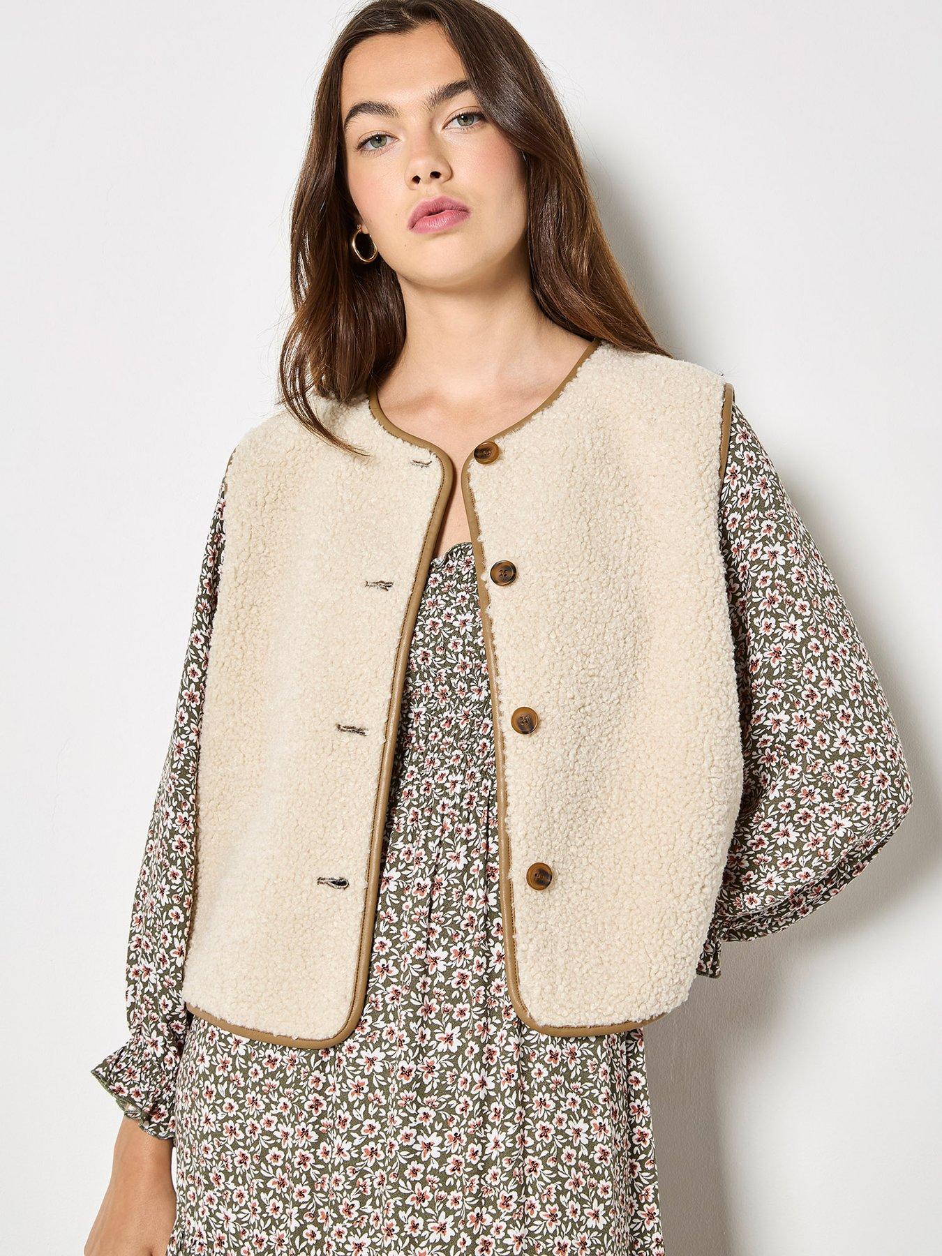 Apricot Reversible Borg Suede Gilet