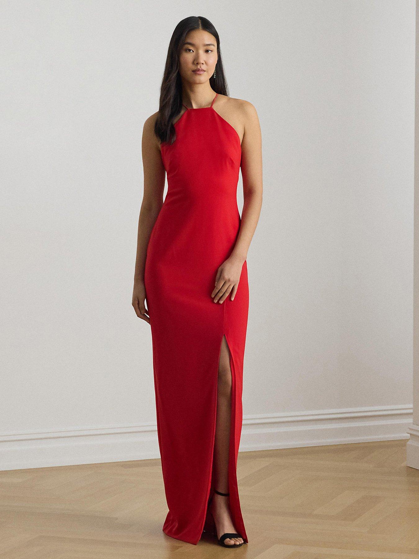Lauren By Ralph Lauren Woven Gown Maxi Dress - Red