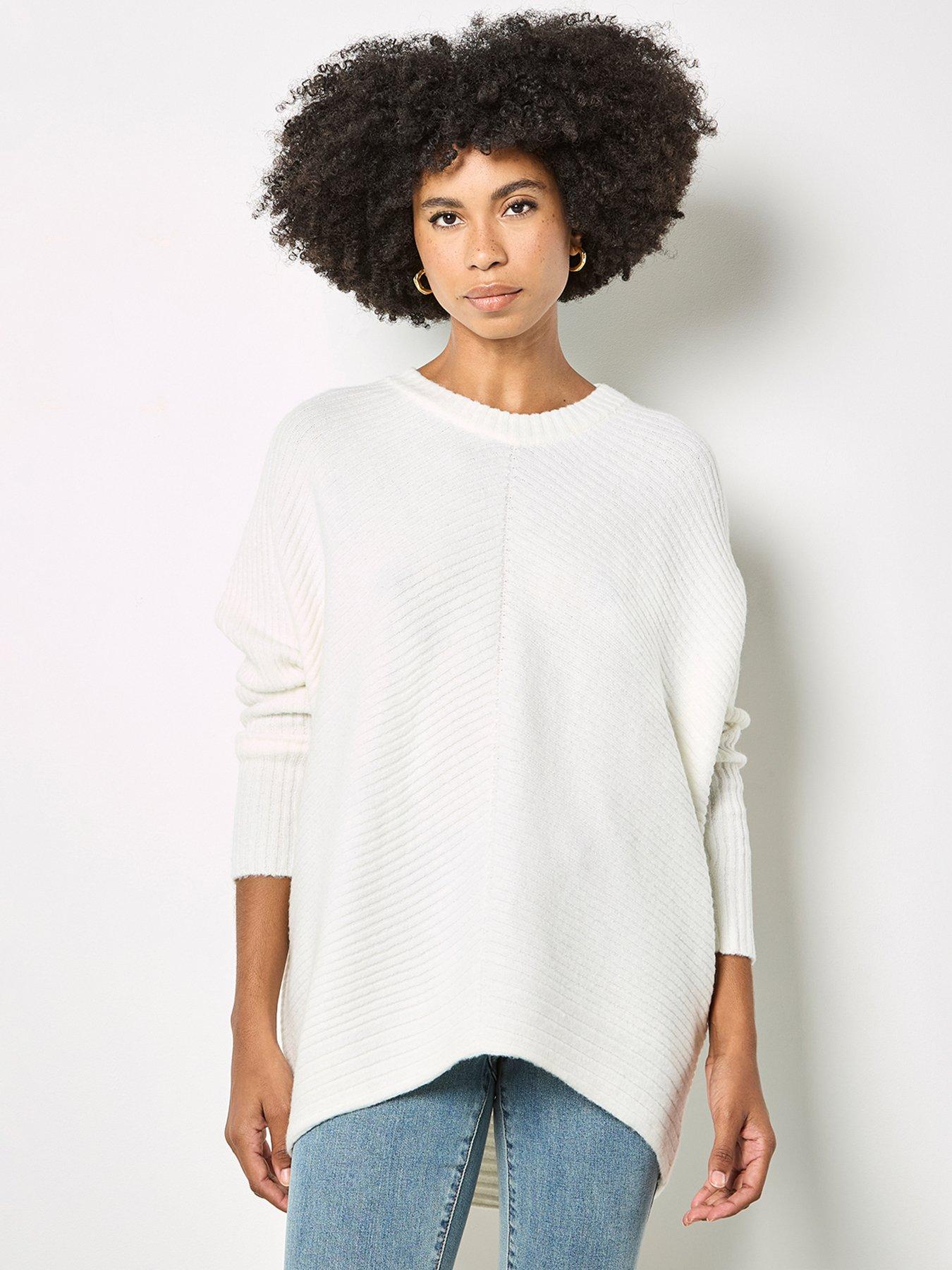 Apricot Chevron Knit Batwing Jumper