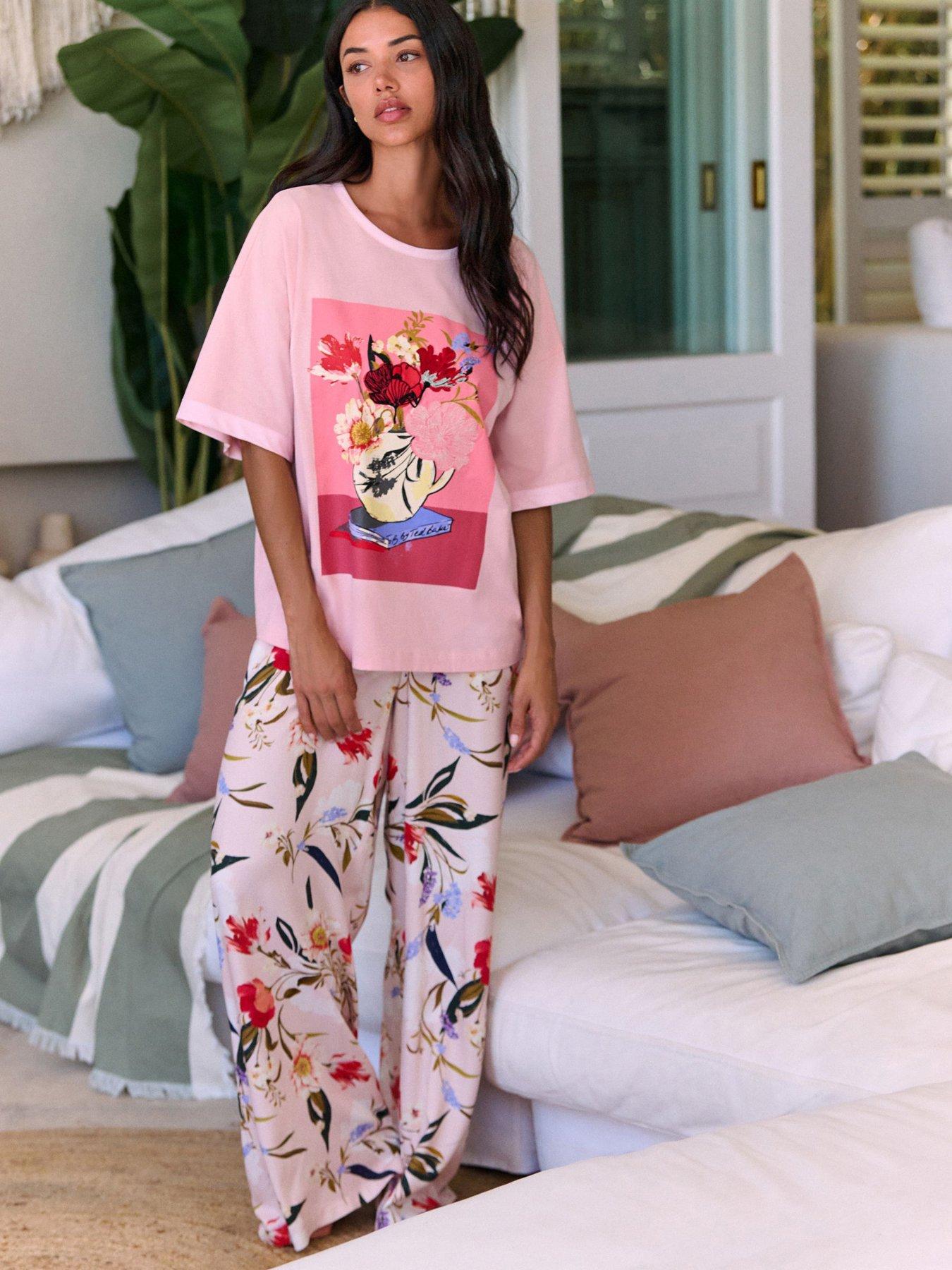 Image 1 of 5 of B By Ted Baker Graphic Pyjama Set - Pink Multi