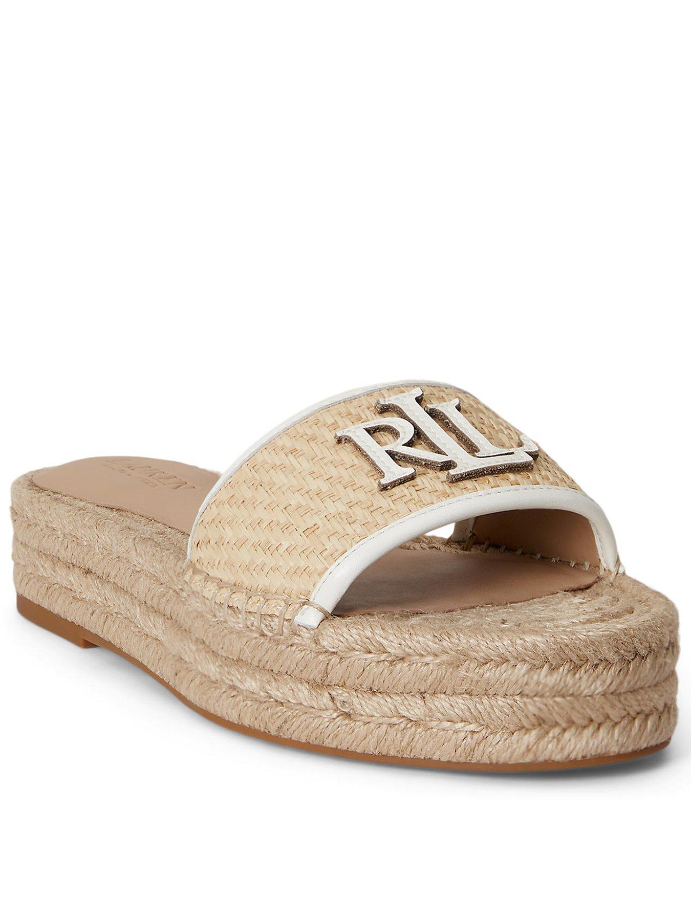 Lauren by Ralph Lauren Polly 4-espadrilles-flat, White, Size 4, Women