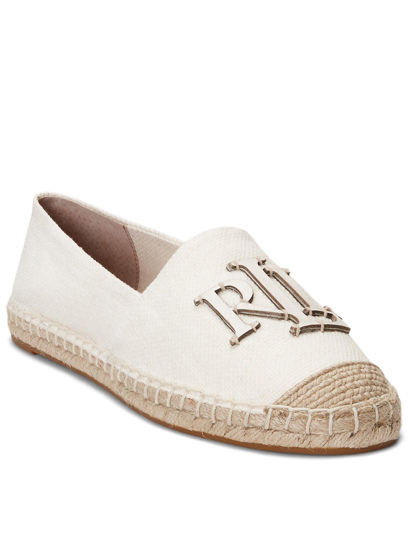 Image 1 of 4 of Lauren by Ralph Lauren Cameryn Logo Espadrilles - White
