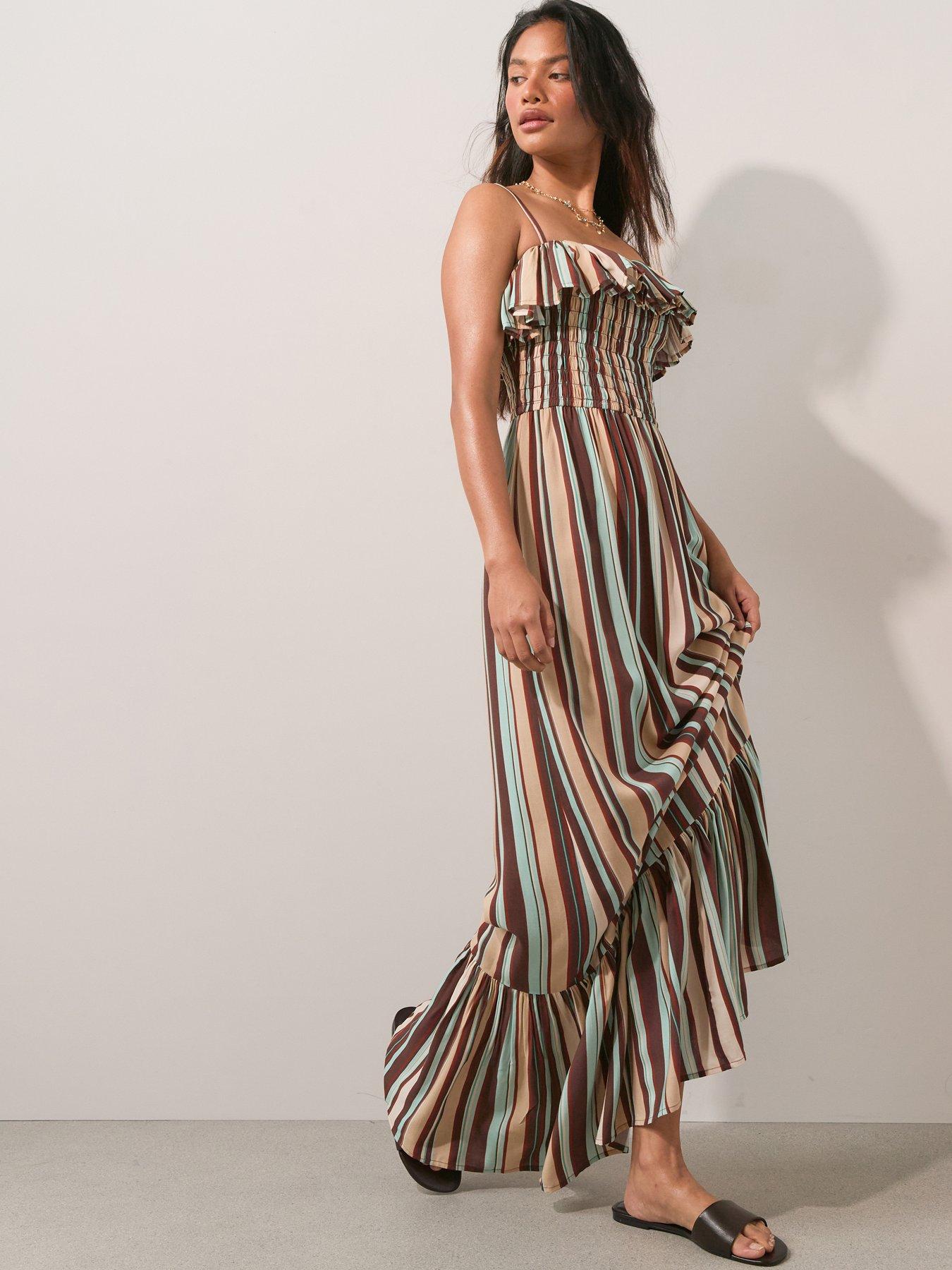 The Very Collection Striped Frill Maxi Dress