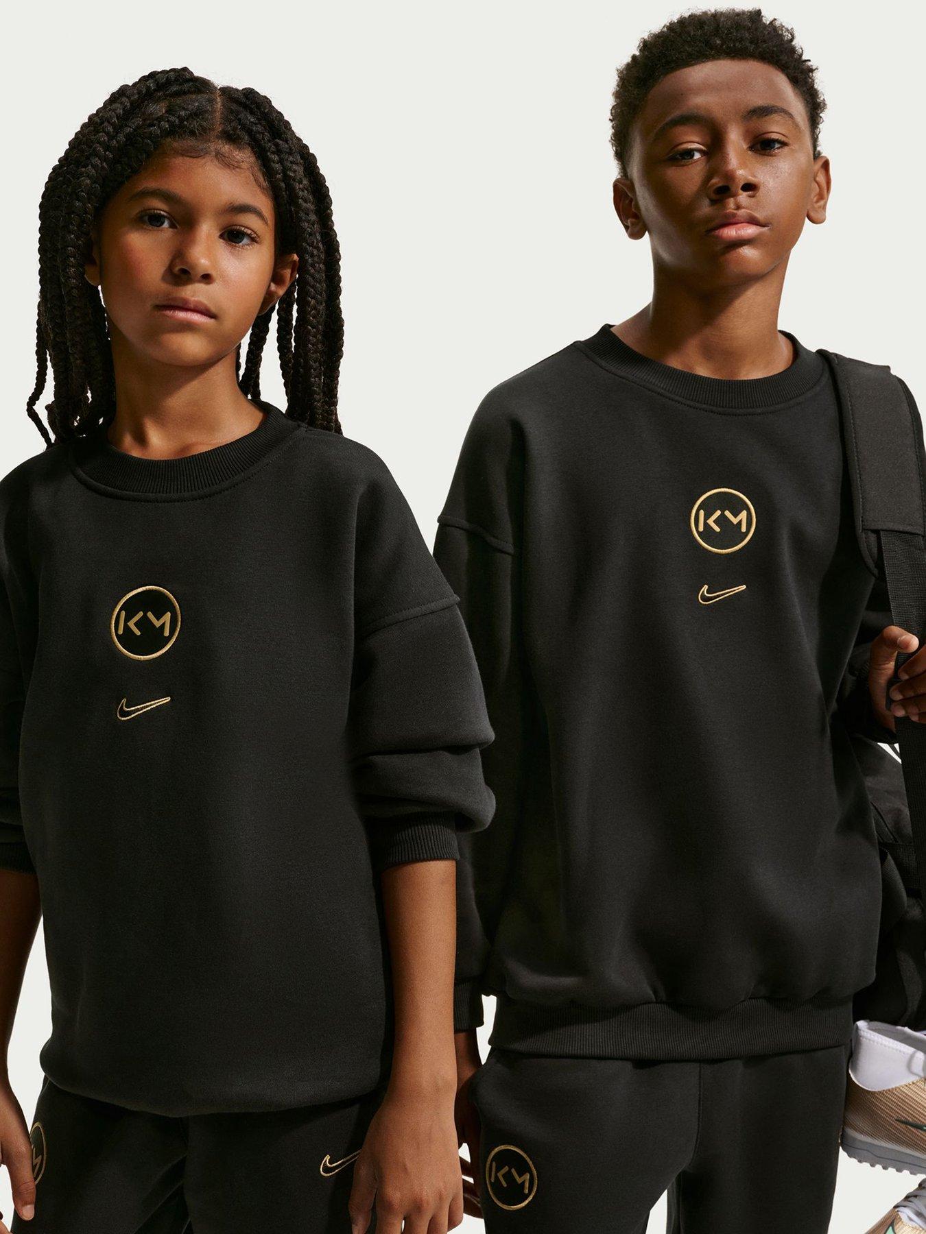 Image 1 of 7 of Nike Junior Mbappe Academy Club Fleece Over Sized Crew Sweatshirt - Black