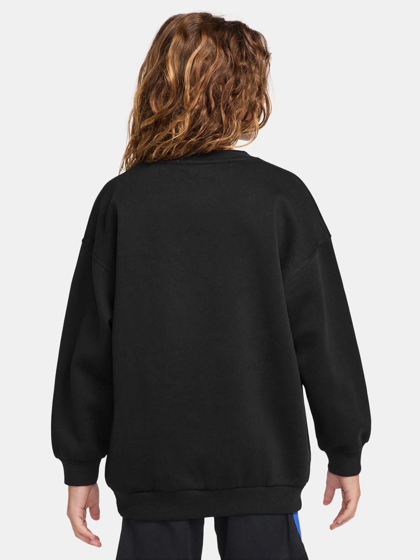 Image 2 of 7 of Nike Junior Mbappe Academy Club Fleece Over Sized Crew Sweatshirt - Black