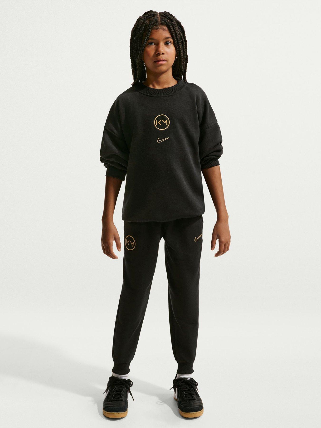 Image 3 of 7 of Nike Junior Mbappe Academy Club Fleece Over Sized Crew Sweatshirt - Black